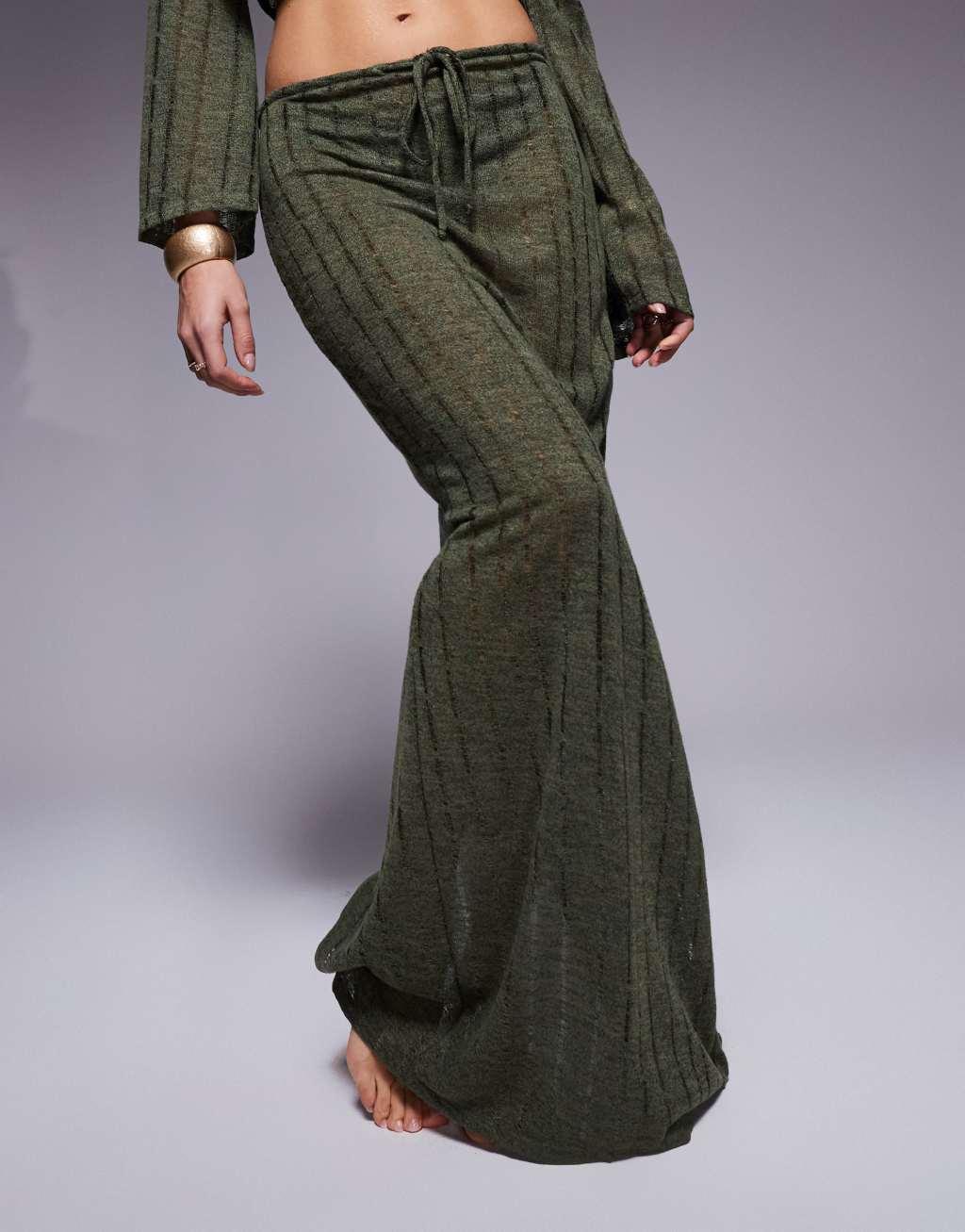 South Beach maxi knit beach skirt in khaki - part of a set Product Image