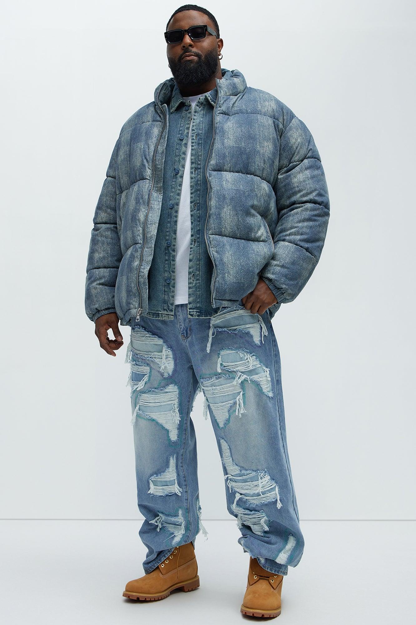 Inwood Printed Denim Puffer - Blue/combo Male Product Image