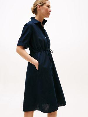 Linen-Cotton Blend Midi Shirtdress Product Image