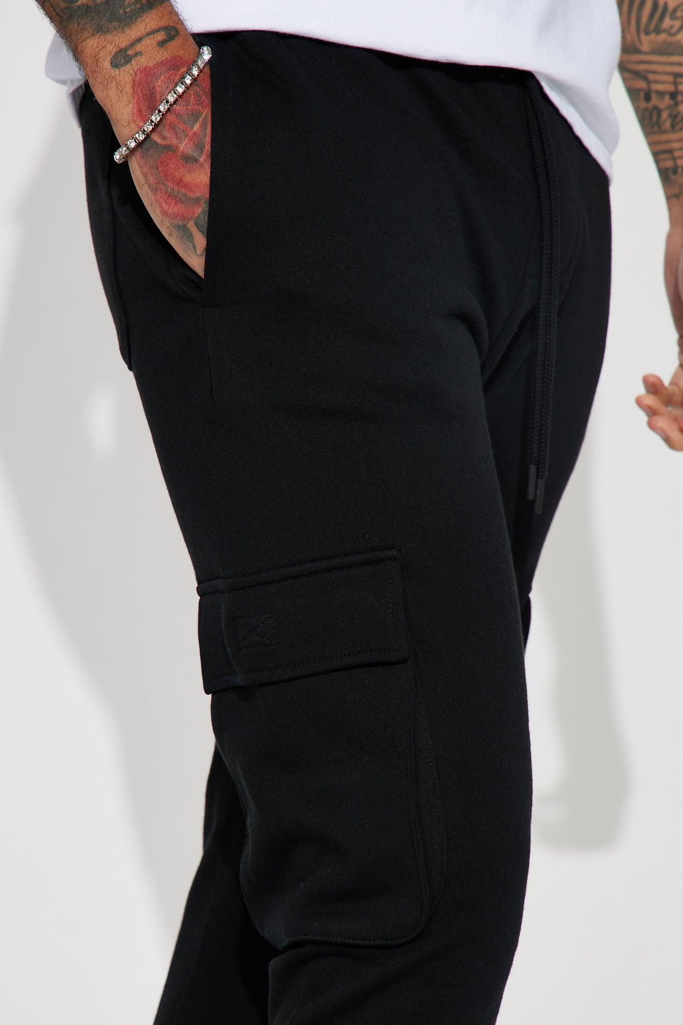 Tyson Cargo Skinny Flared Sweatpant - Black Product Image