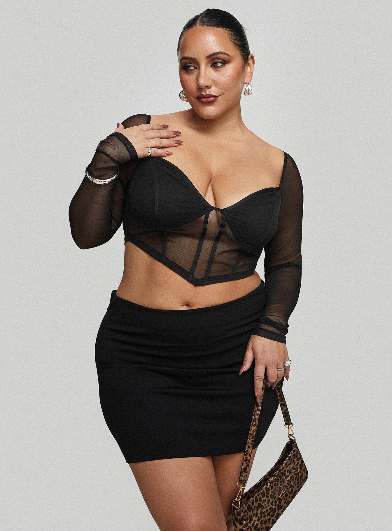 Karley Low Waist Mini Skirt Black Curve Product Image