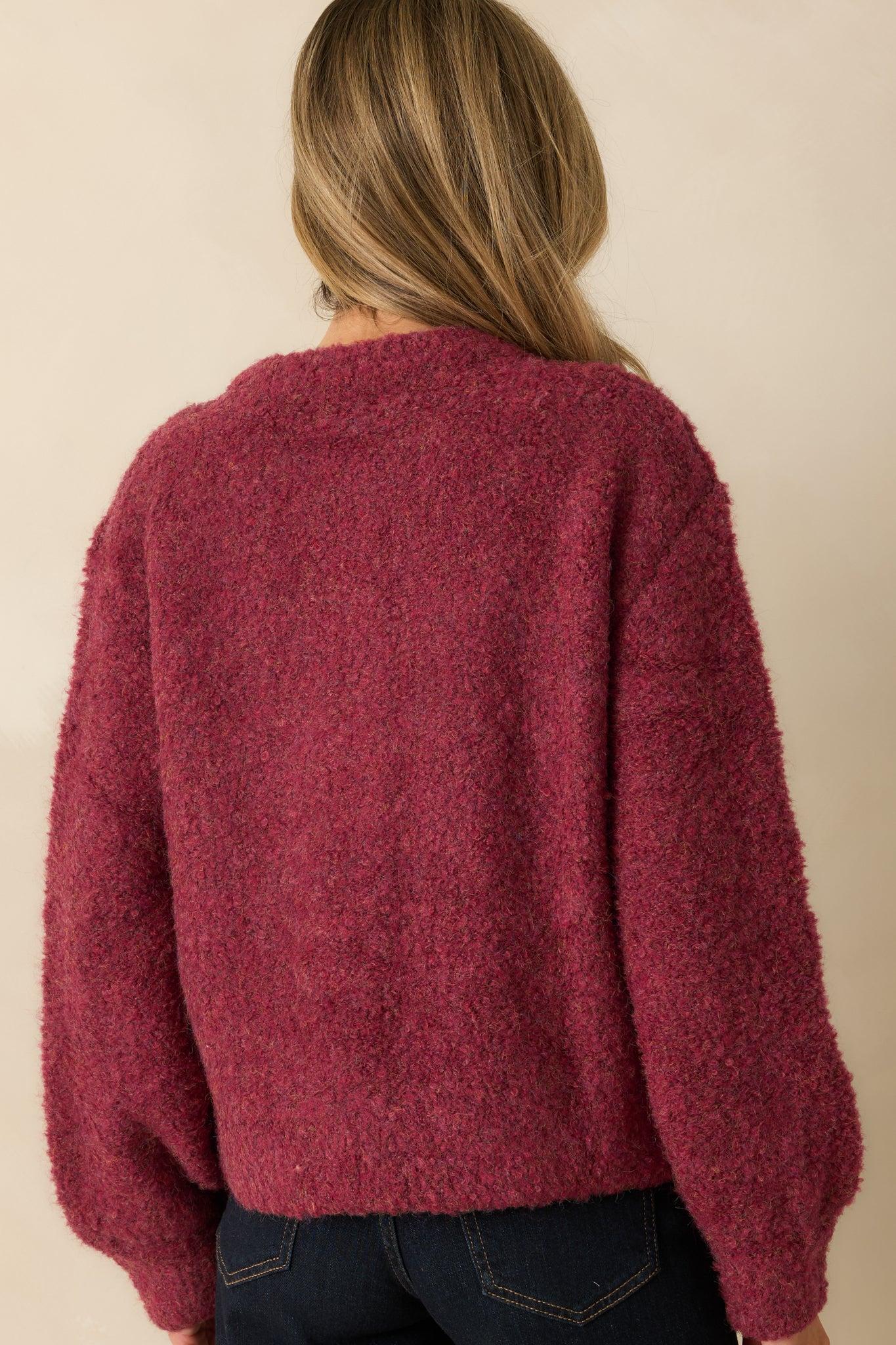 FRNCH Cranberry Knit Button-Up Selkirk Cardigan Product Image