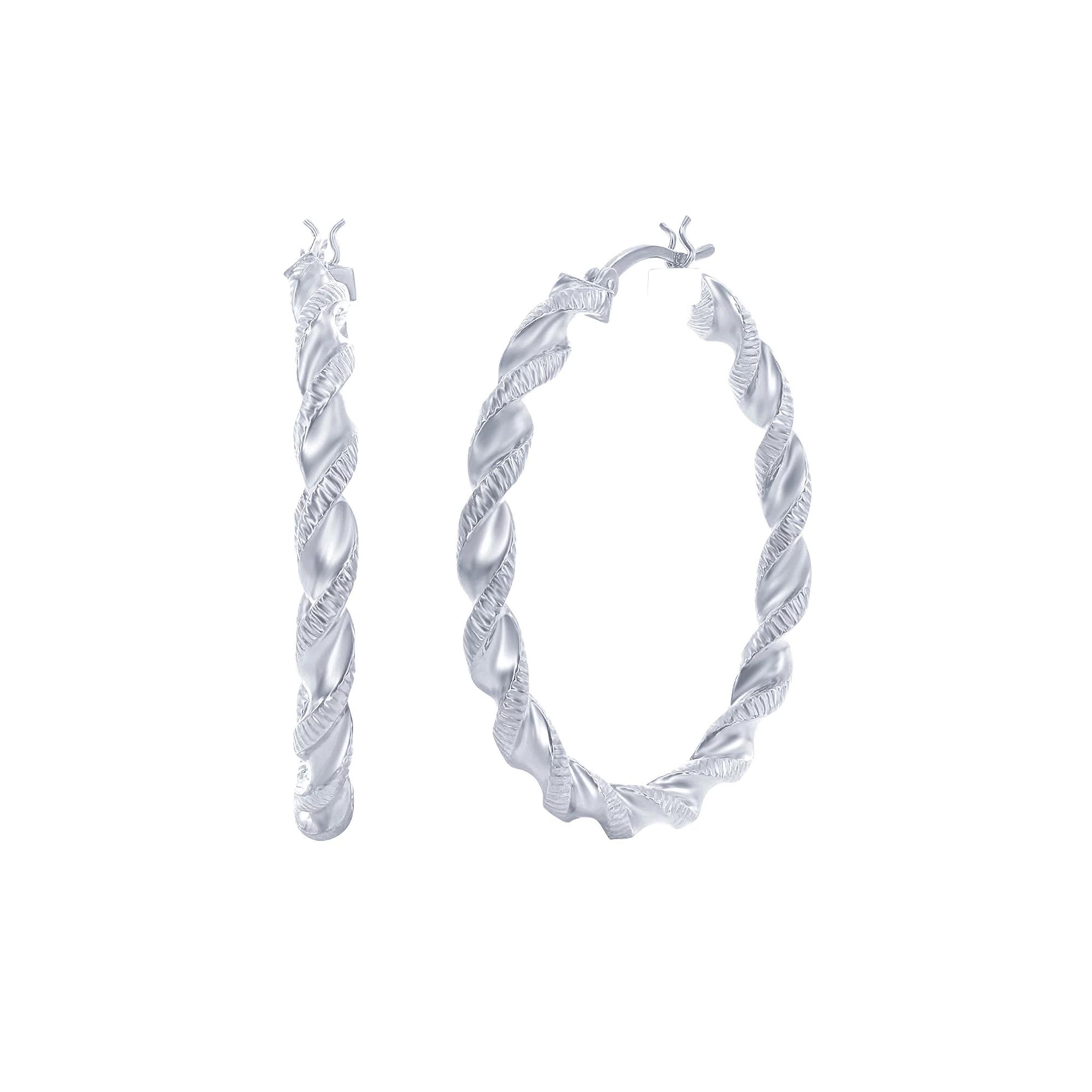 Twisted Hoop Earrings, Womens, Sterling Product Image