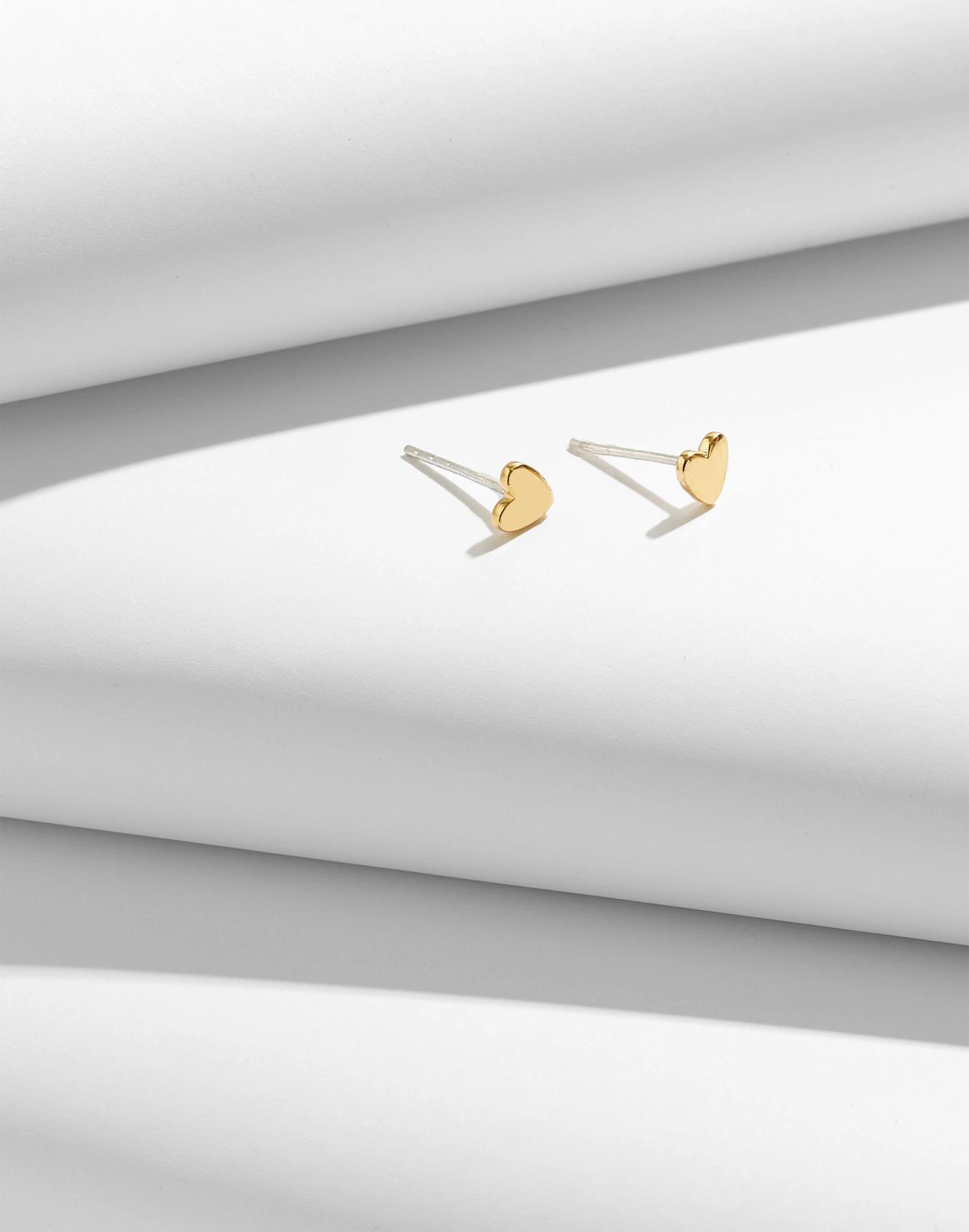 Demi-Fine Heart Stud Earrings Product Image