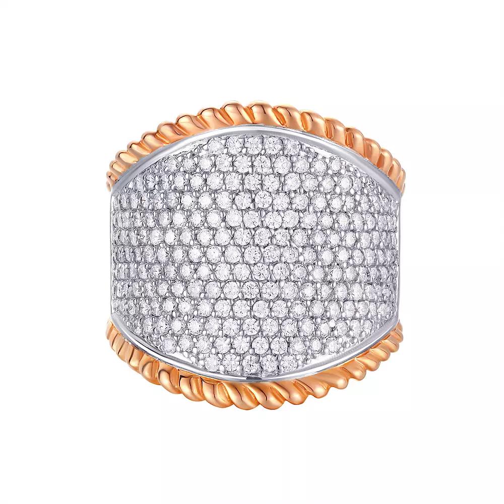 Forever Radiant Sterling Silver Two-Tone Cubic Zirconia Ring, Women's, Size: 6, Two Tone Product Image