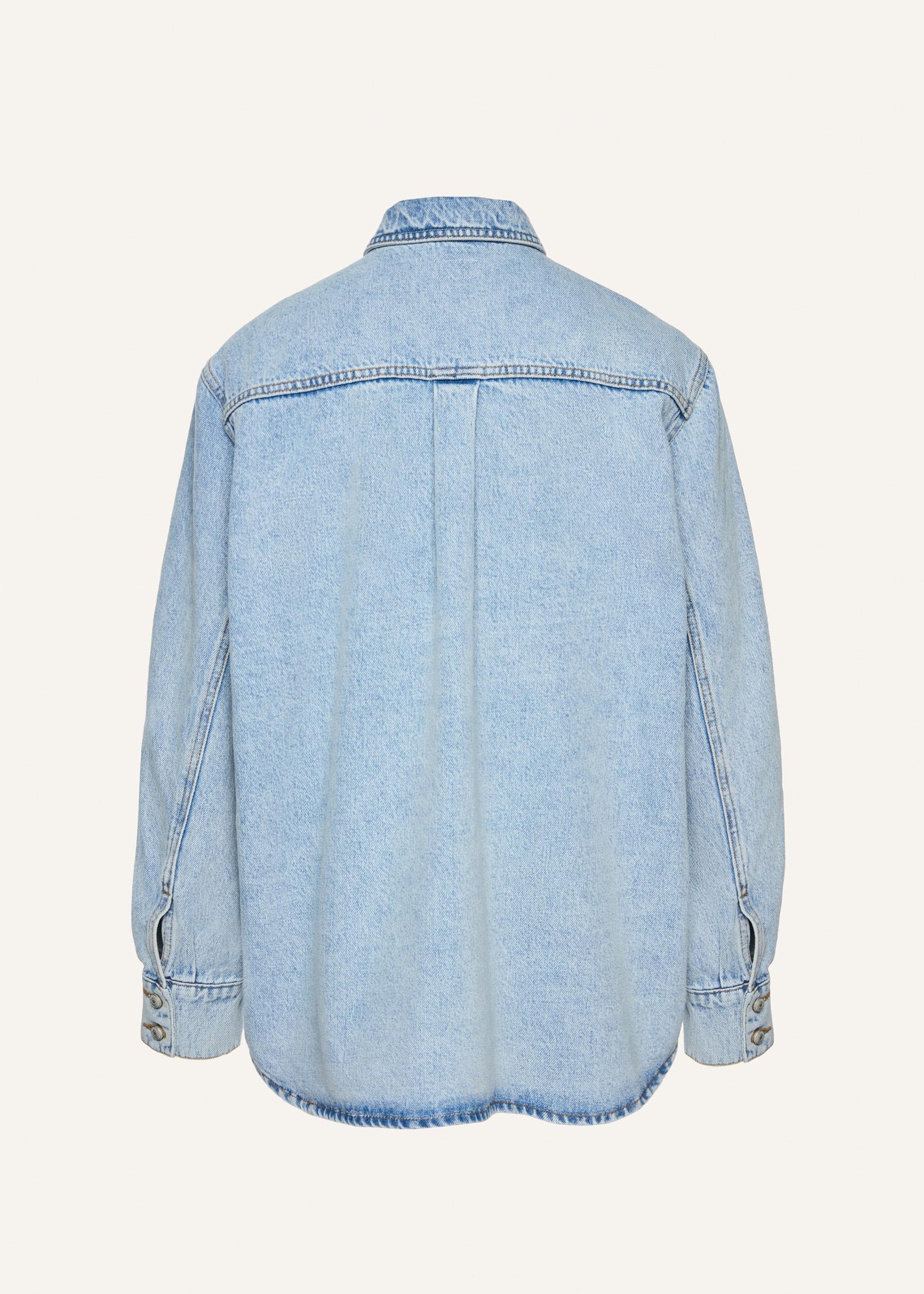 Floral appliqué denim mini skirt in light blue Product Image