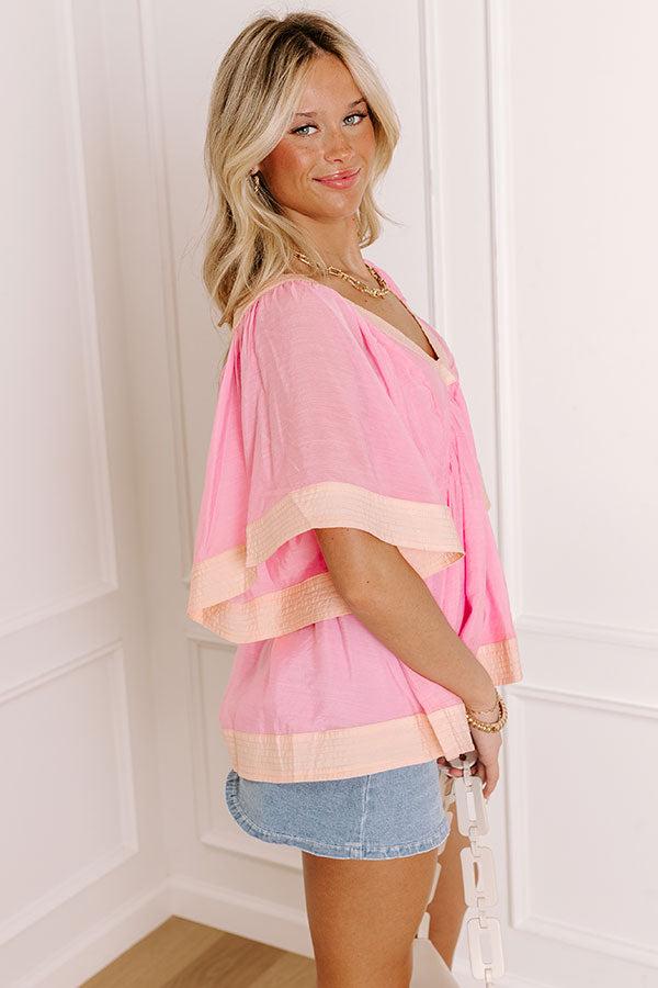 Blissful Smile Babydoll Top in Pink Product Image