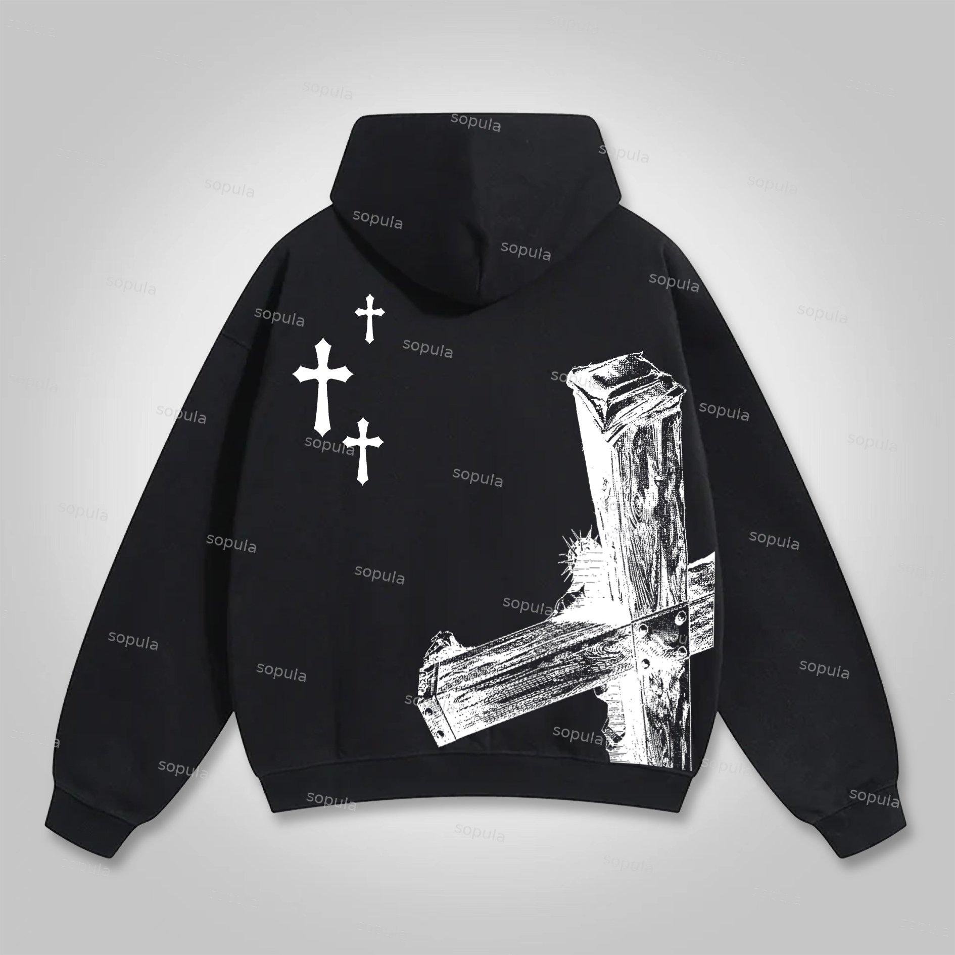Sopula Men's Jesus Saves Graphic Cross Pocket Hoodie Product Image