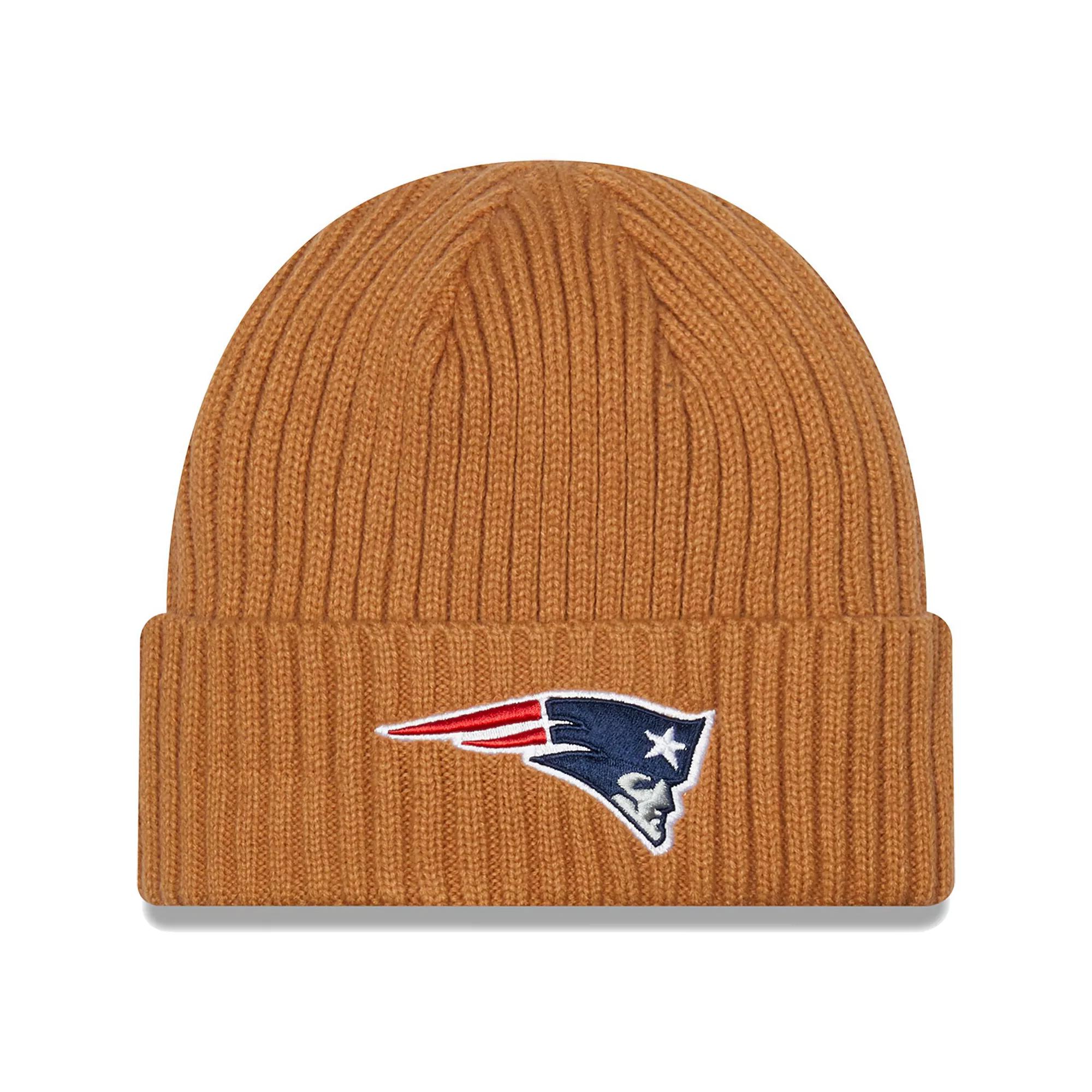 Men's New Era Brown New England Patriots Core Classic Cuffed Knit Hat Product Image
