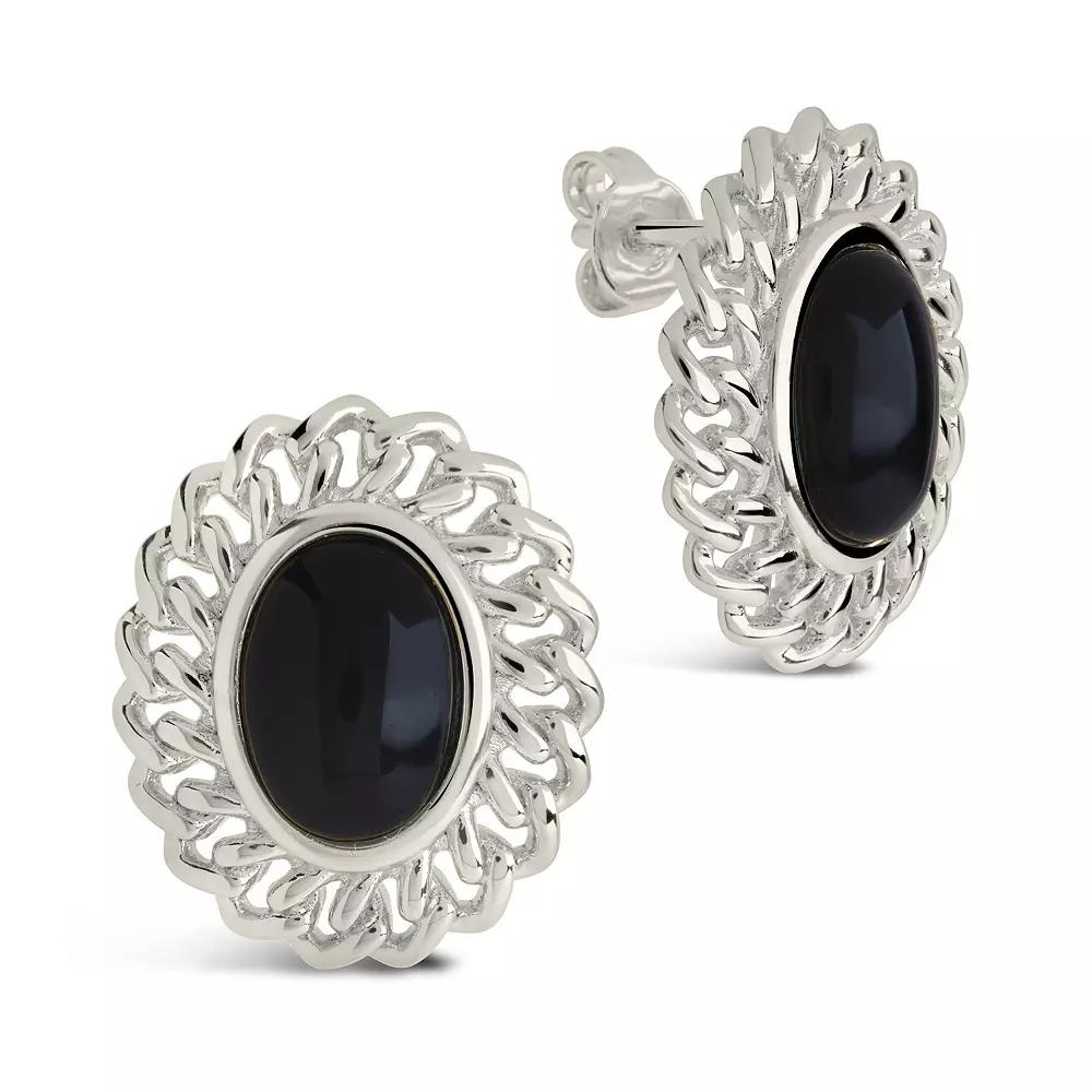 MC Collective Black Cubic Zirconia Statement Stud Earrings, Women's, Silver Tone Product Image