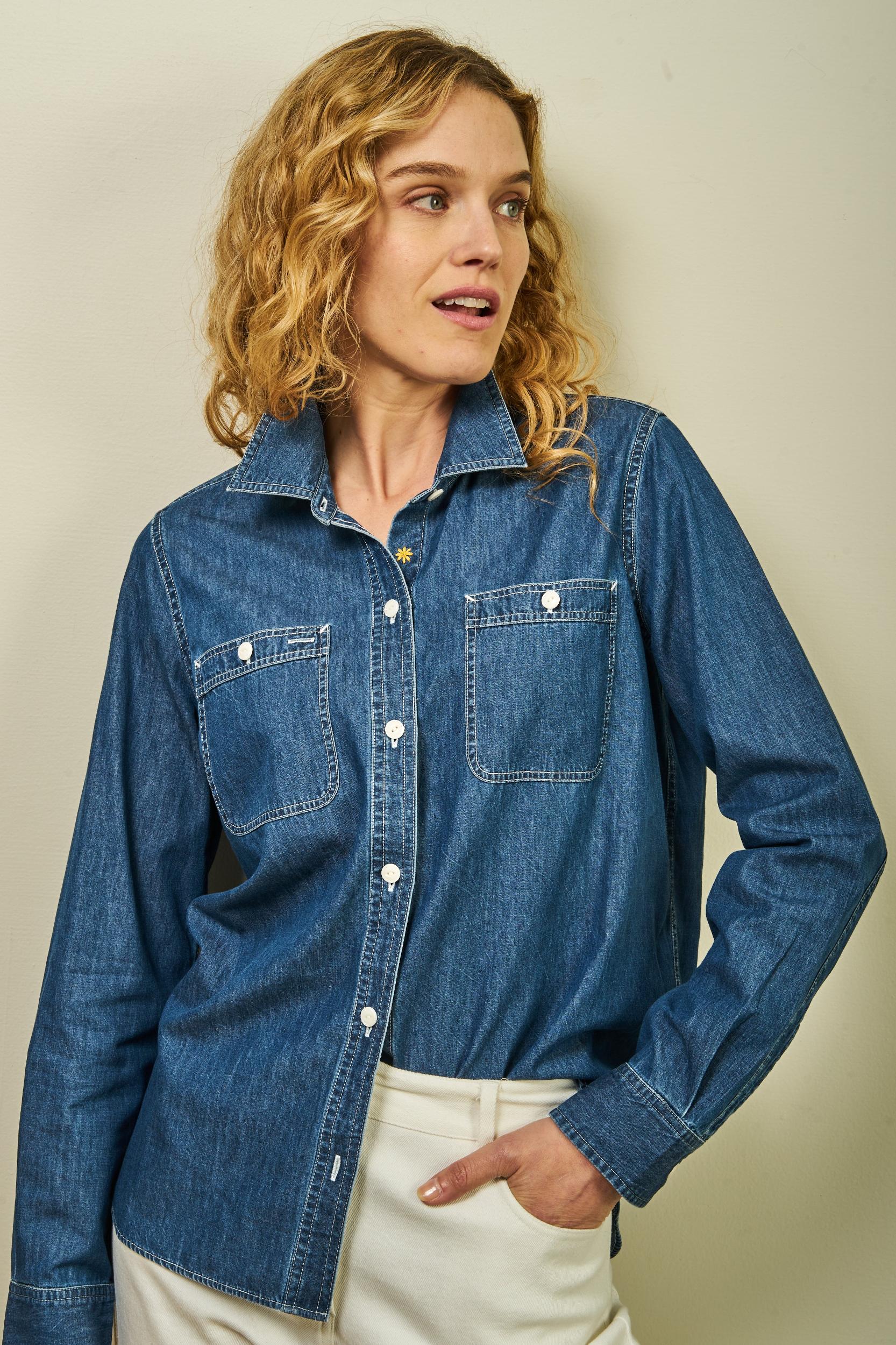 Women's Work Shirt in Denim Product Image