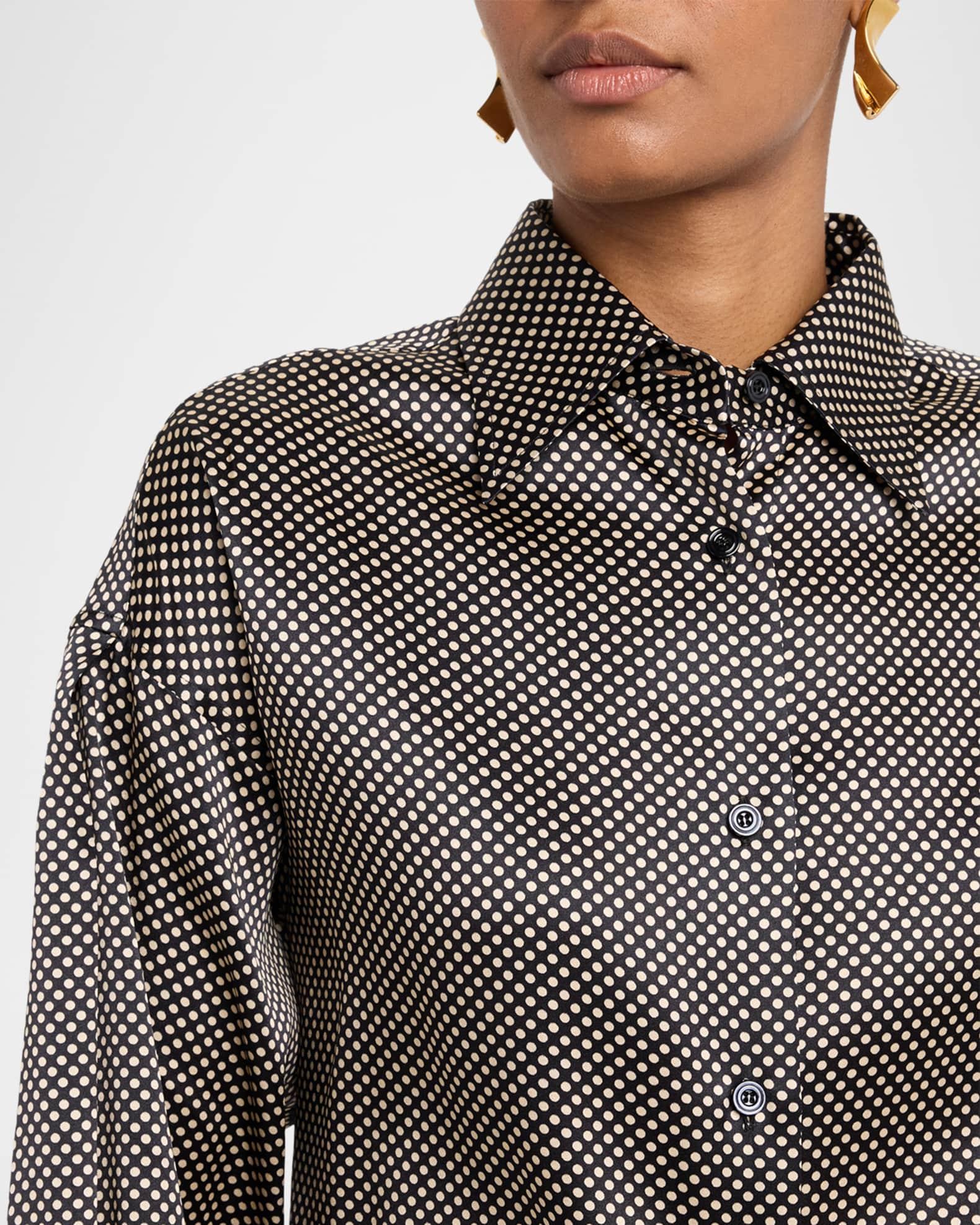 Polka Dot Stretch Satin Button-Down Shirt Product Image