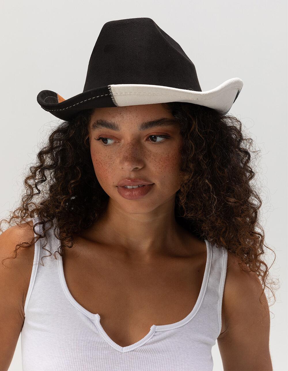 Patchwork Womens Cowboy Hat - BLACK COMBO Product Image