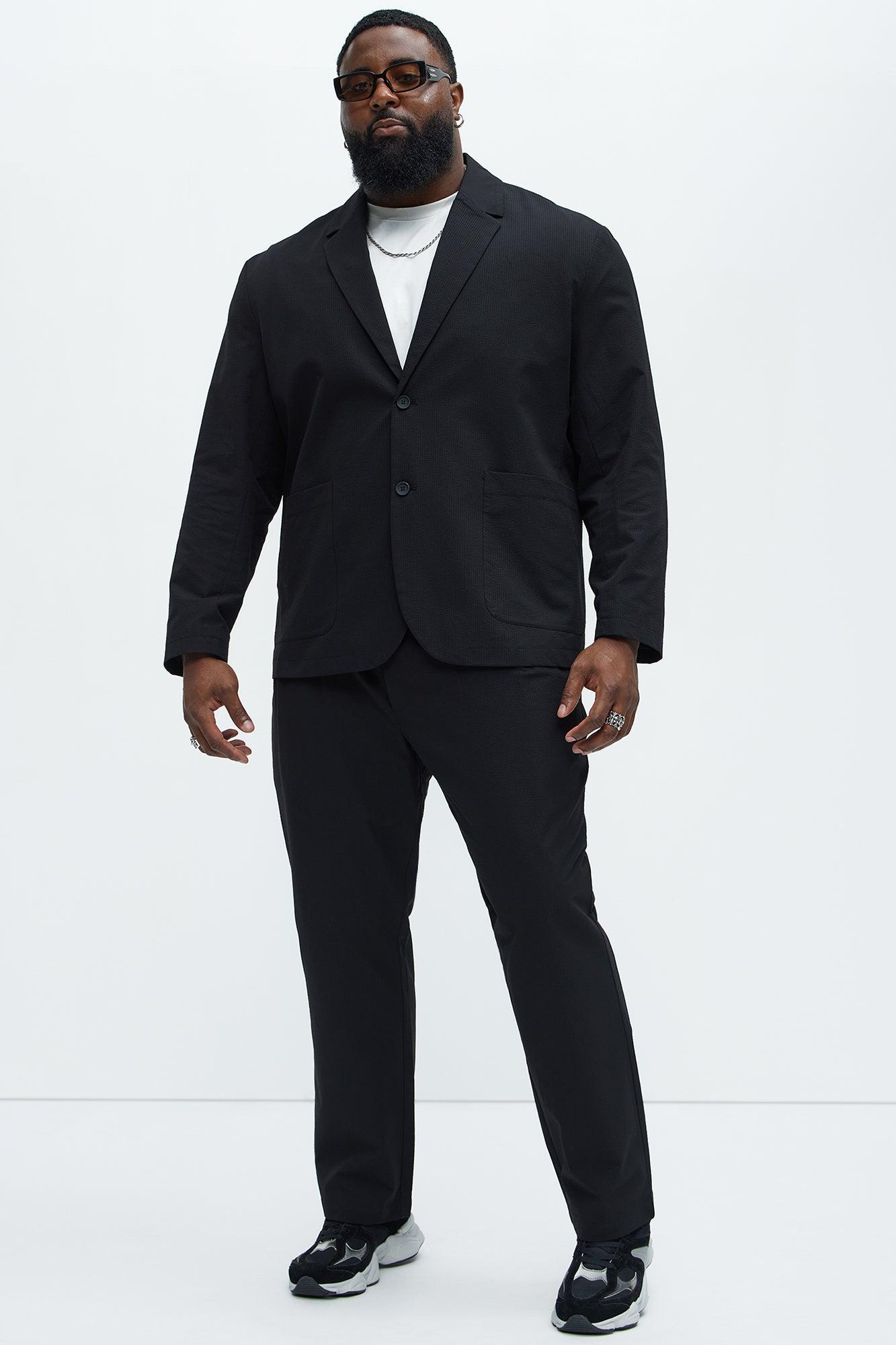 Seersucker Casual Blazer - Black Product Image