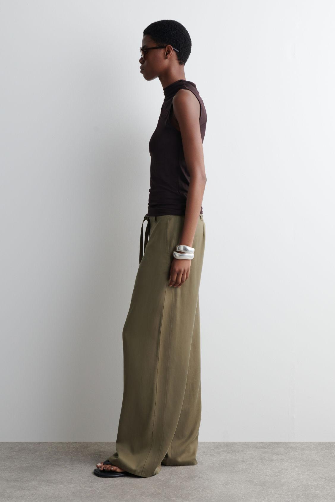 TIE-DETAIL WIDE-LEG PANTS Product Image