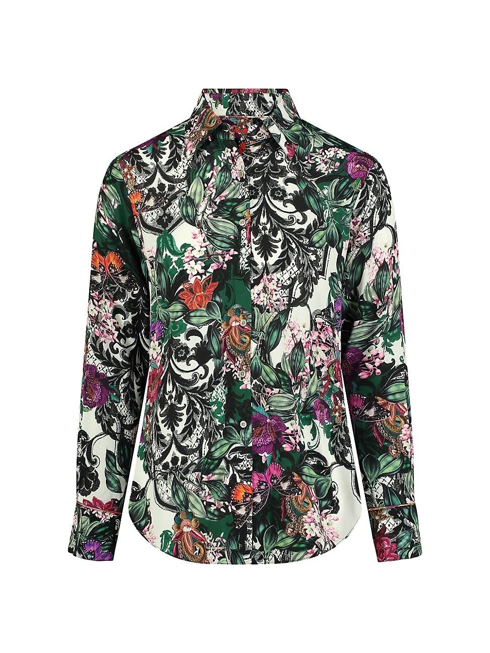 Womens Gabriela Botanical-Print Long-Sleeve Shirt - Product Image