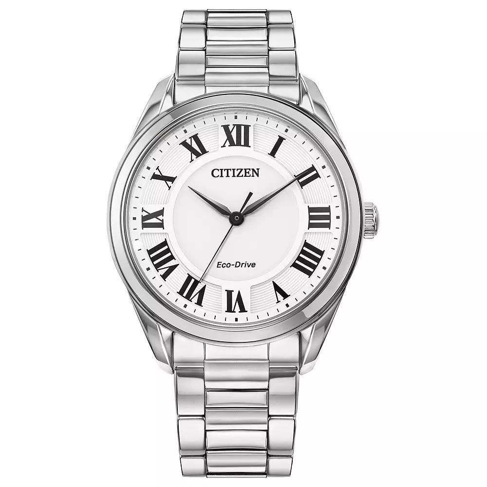 Citizen Eco-Drive Womens Arezzo Stainless Roman Accent Dial Bracelet Watch - EM0970-53A Silver Product Image