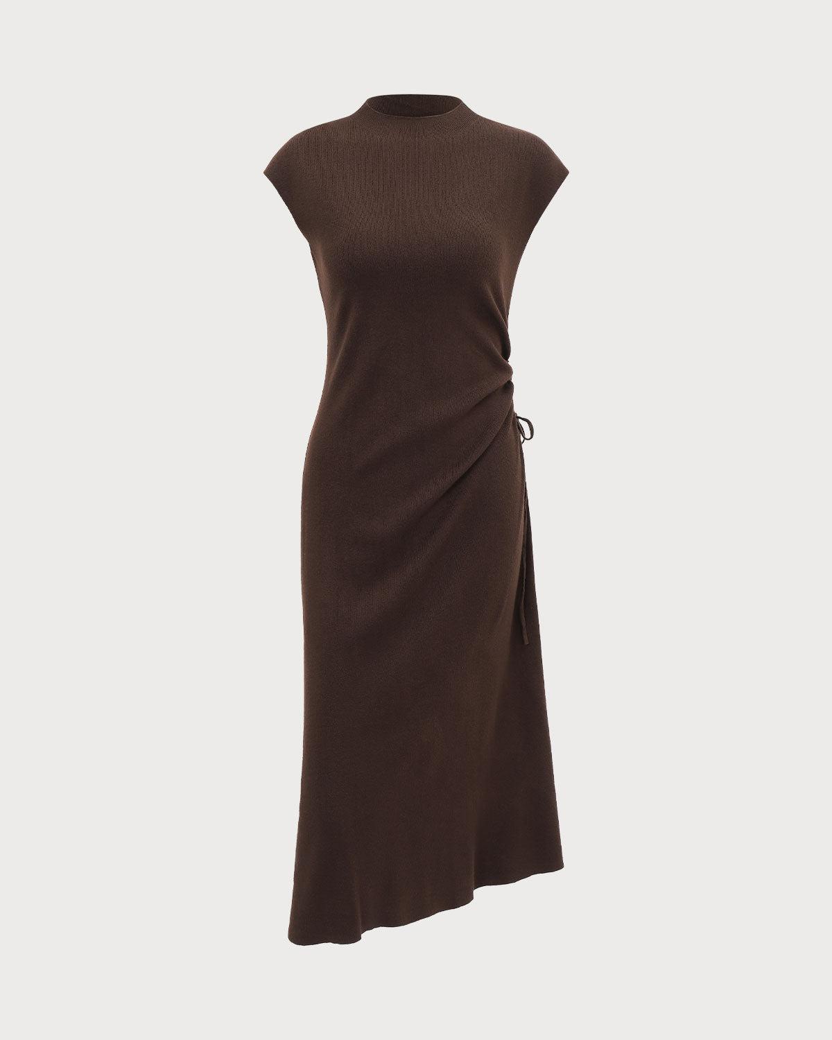 Coffee Bodycon Reversible Sweater Dress Product Image