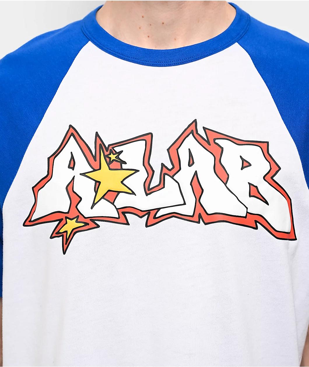 A.LAB Pixel White & Blue Raglan T-Shirt Product Image