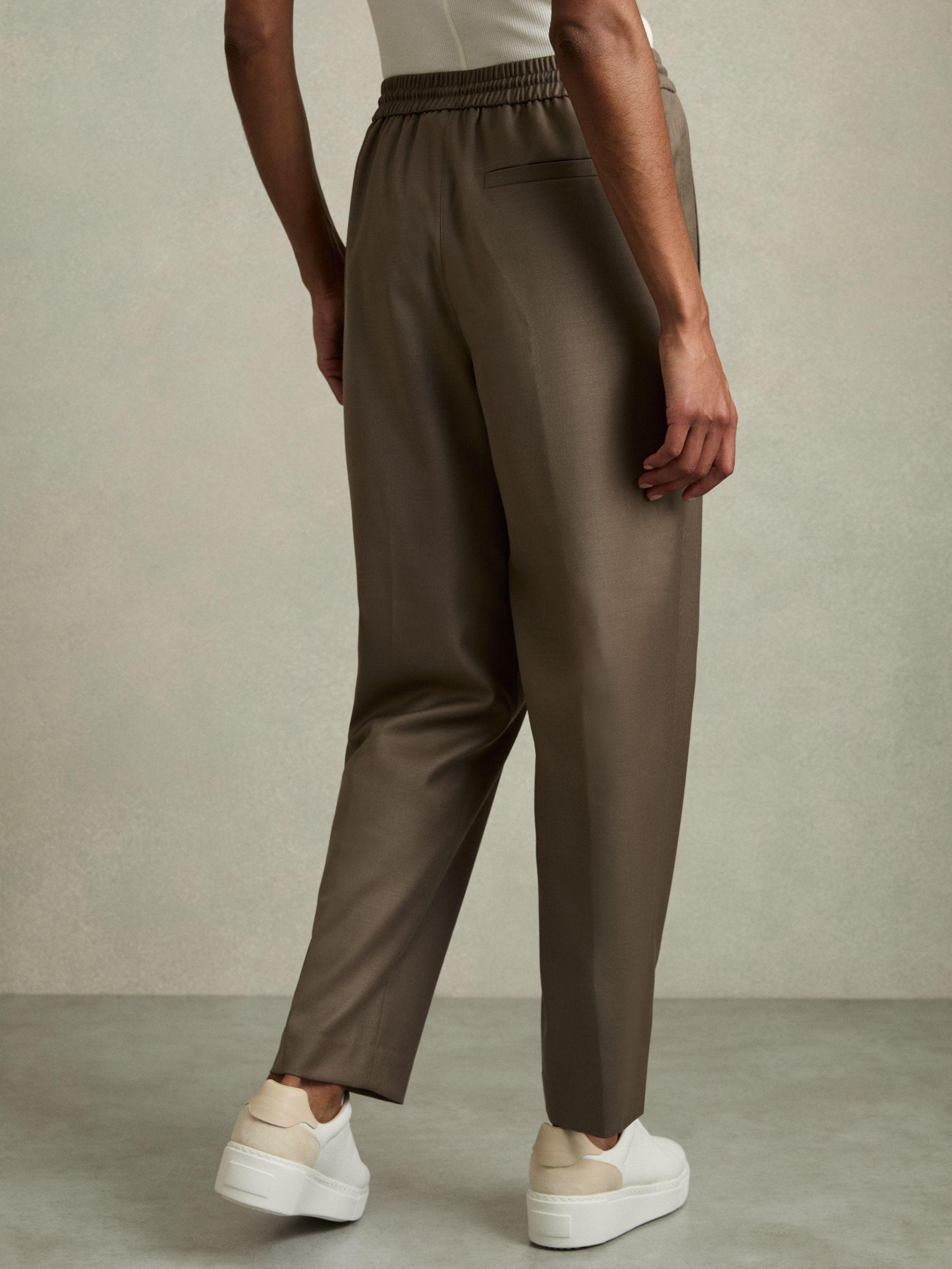 Wool-Blend Drawstring-Waist Tapered Trousers in Mink Neutral Product Image