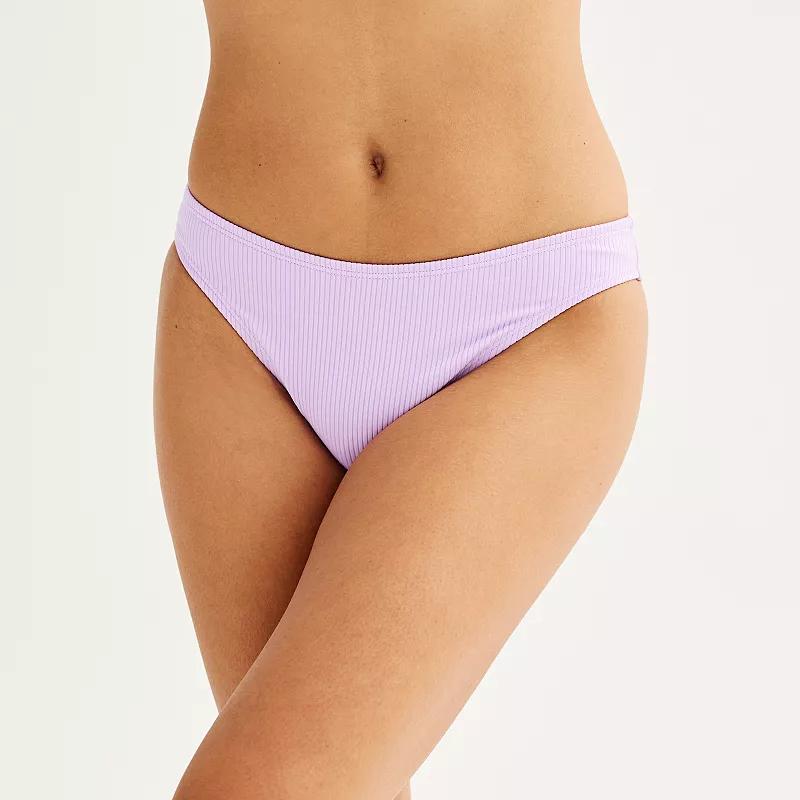 Juniors Ninety-Nine High Leg V-Waist Cheeky Bikini Bottoms, Womens Product Image