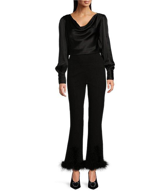 tyler boe Olivia Silk Charmeuse Draped Cowl Neck Long Sleeve Blouse Product Image
