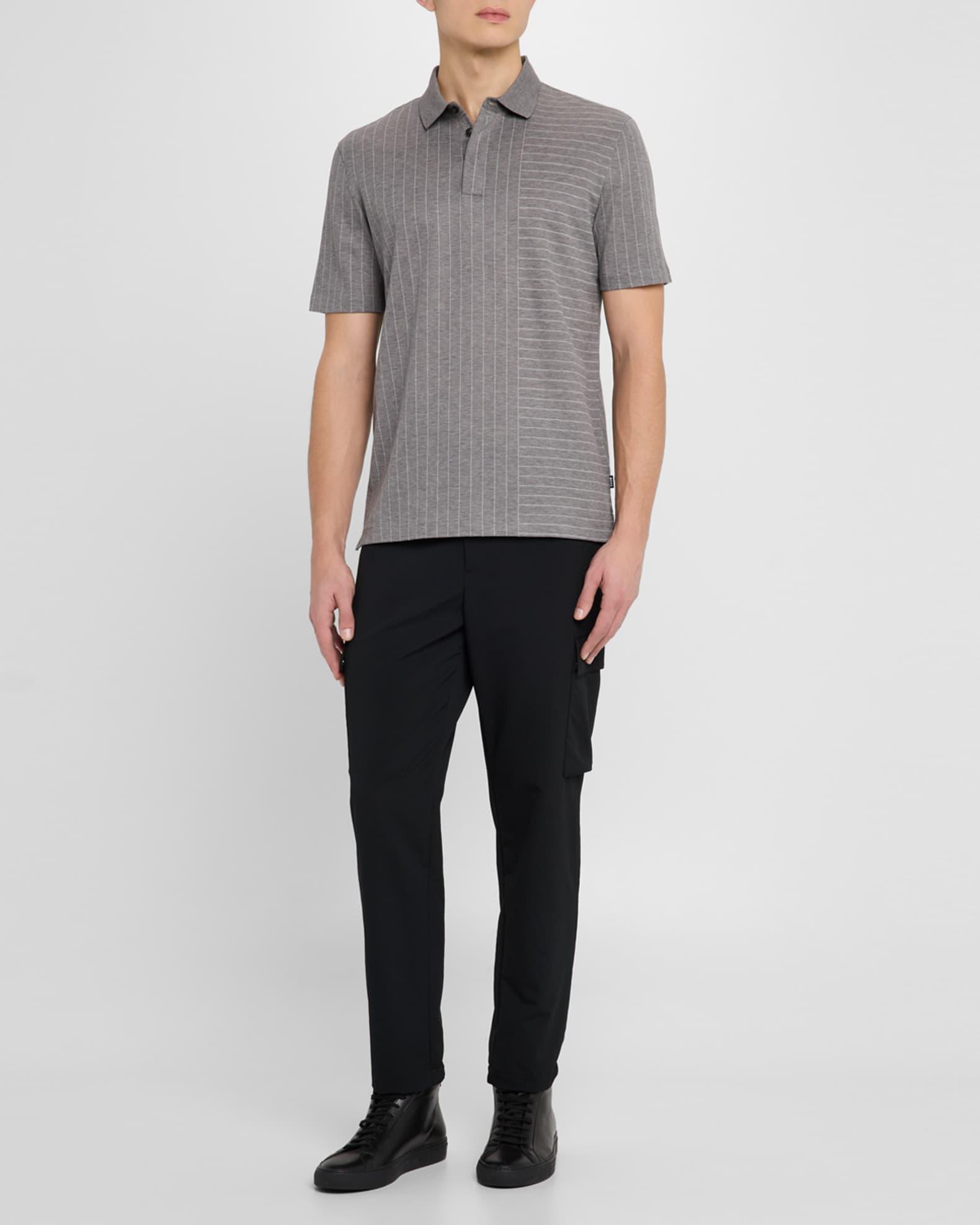 Mens Mercerized-Cotton Polo Shirt with Mixed Stripes Product Image