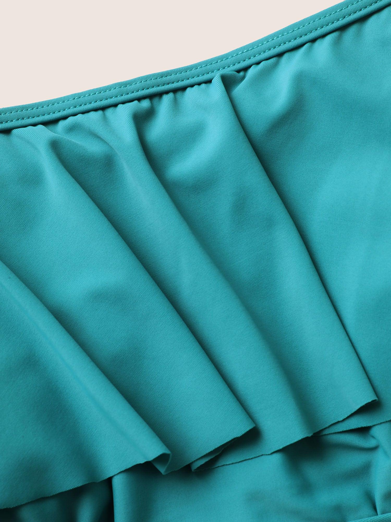 Off Shoulder Ruffle Trim One Piece Swimsuit Female Product Image