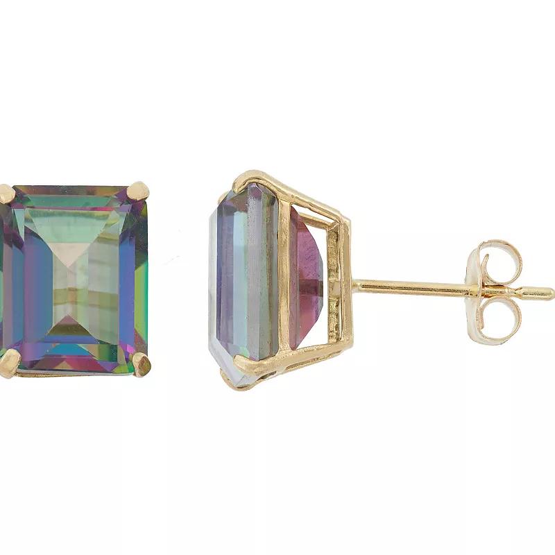 Designs by Gioelli 10k Gold Mystic Topaz Emerald Cut Solitaire Stud Earrings, Women's, 10k Goold Product Image