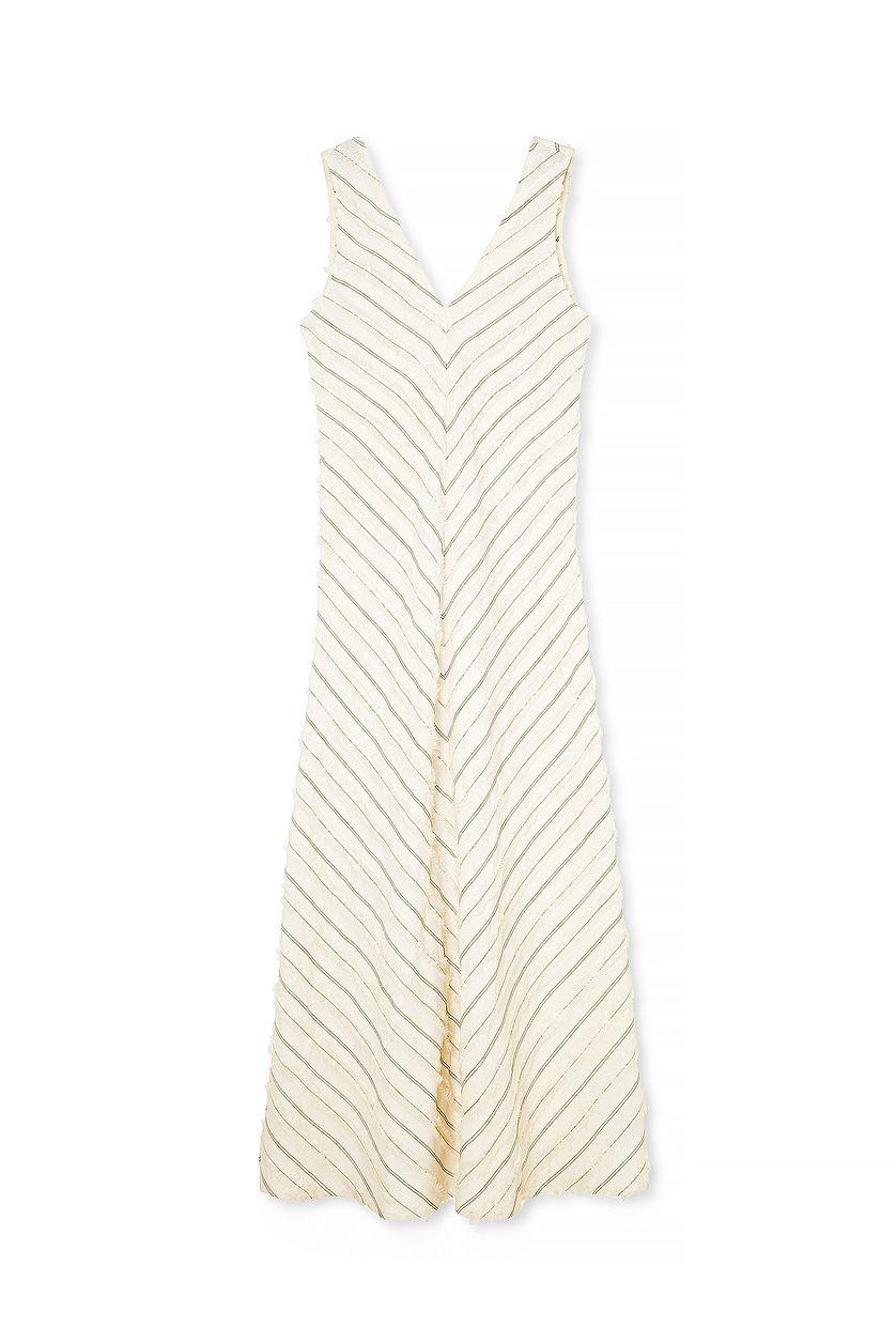 Fringed Sleeveless Maxi Dress Offwhite Product Image