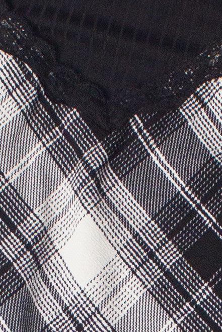 Lace Trim Plaid Midi Dress With Tee Product Image