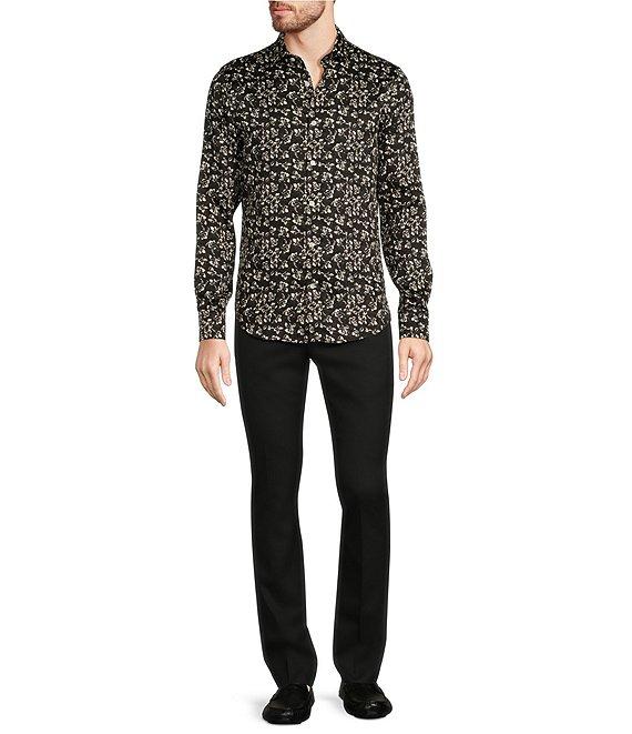 Murano Slim Fit Floral Sateen Long Sleeve Woven Shirt Product Image