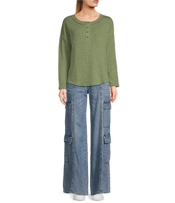 Blu Pepper Long Sleeve Henley Knit Top Product Image