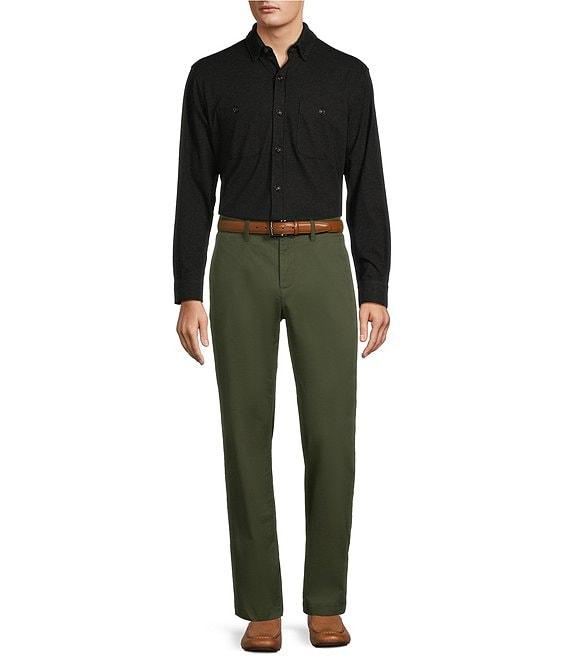 Roundtree & Yorke Long Sleeve Button Down Collar Solid Knit Button Front Shirt Product Image