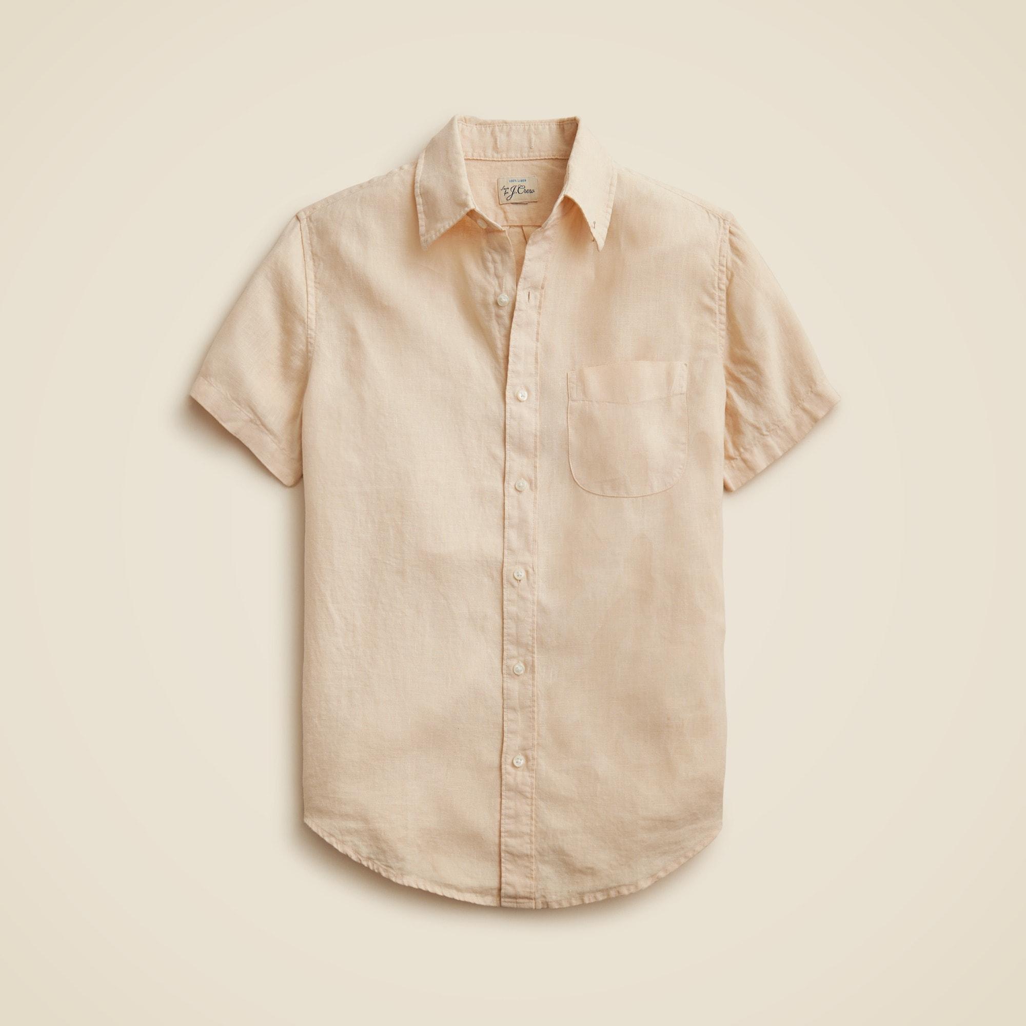 Short-sleeve washed linen shirt Product Image