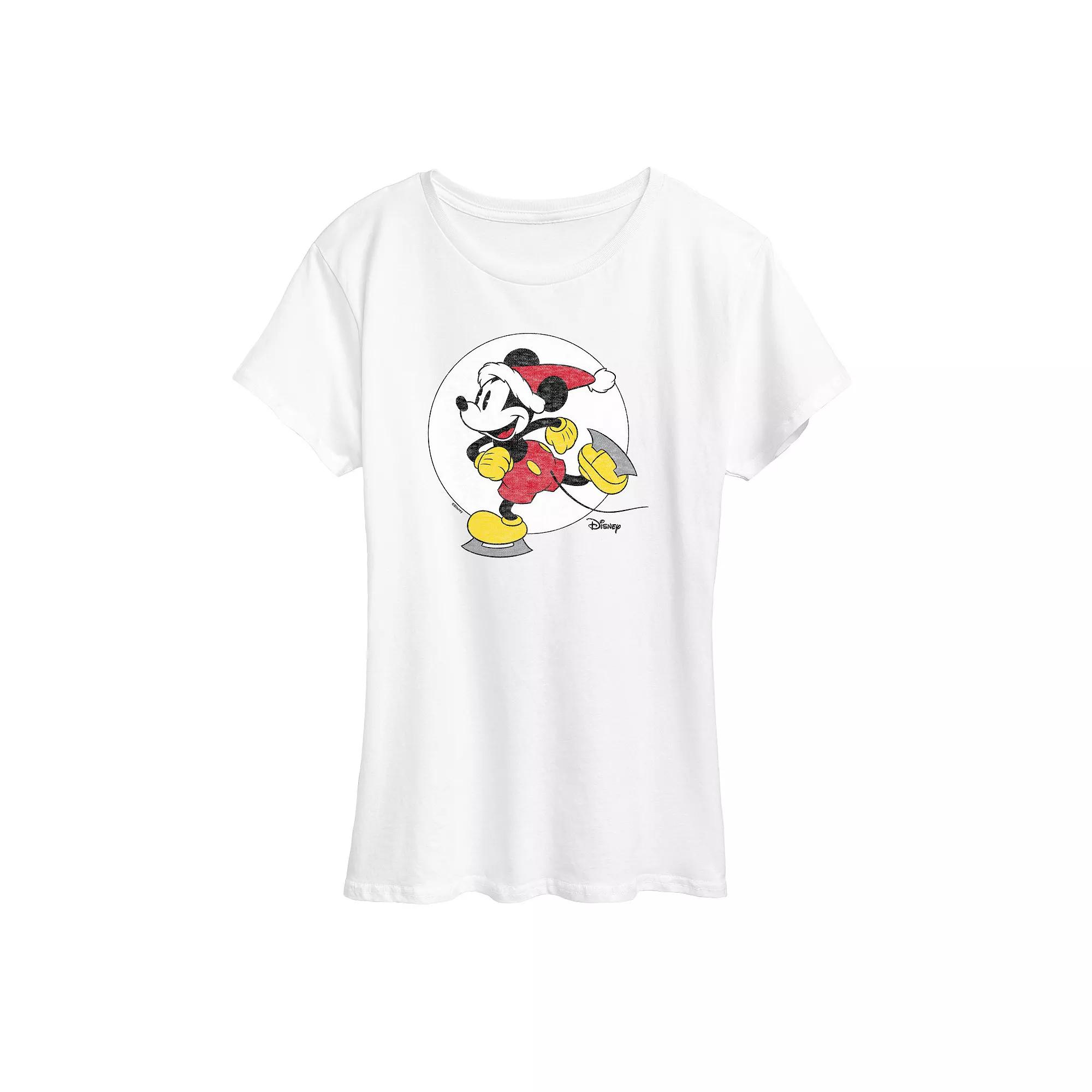 Disney's Mickey Mouse Women's Mickey On Ice Skates Graphic Tee, Girl's,  Product Image
