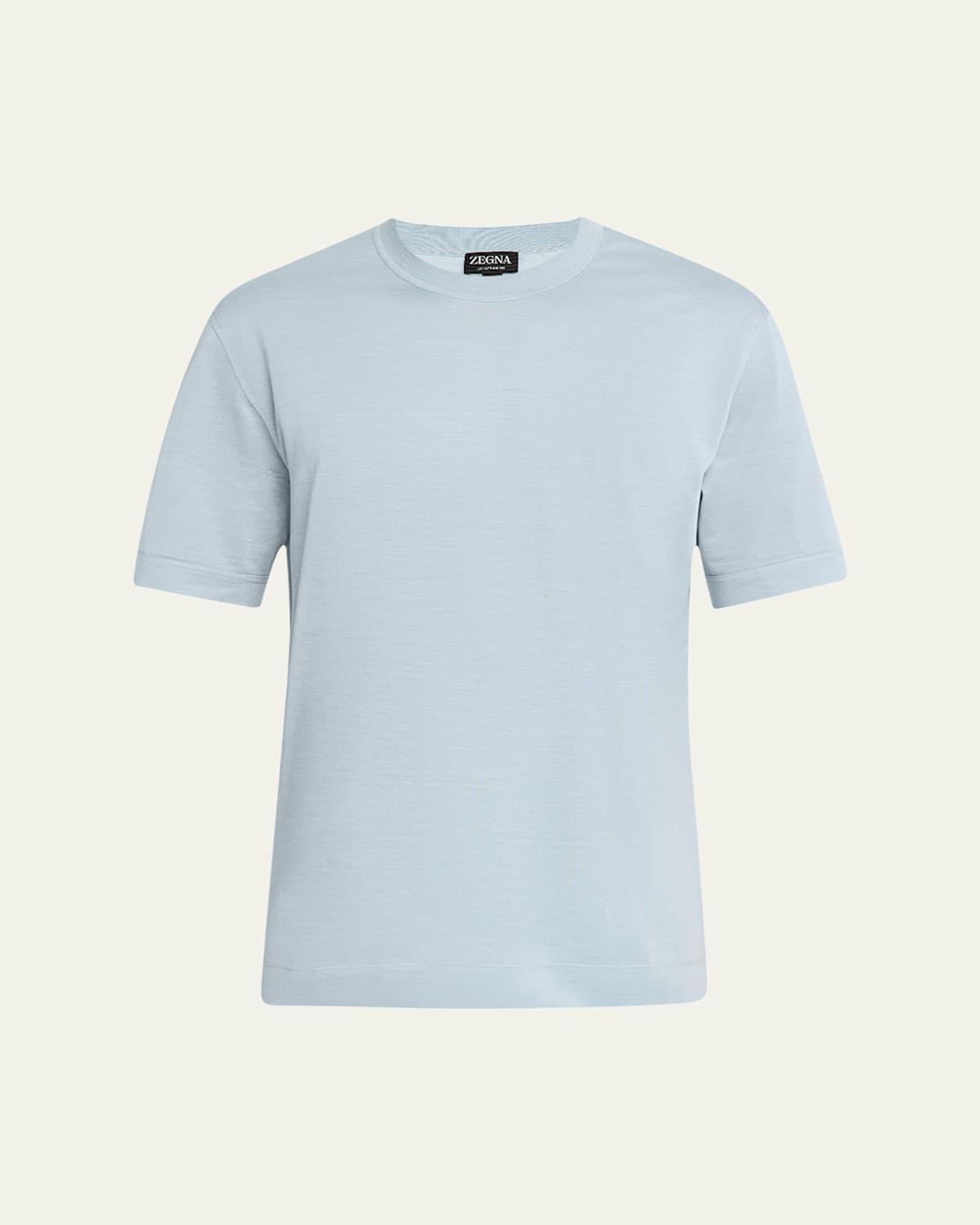 Men's Melange Silk and Cotton Crewneck T-Shirt Product Image