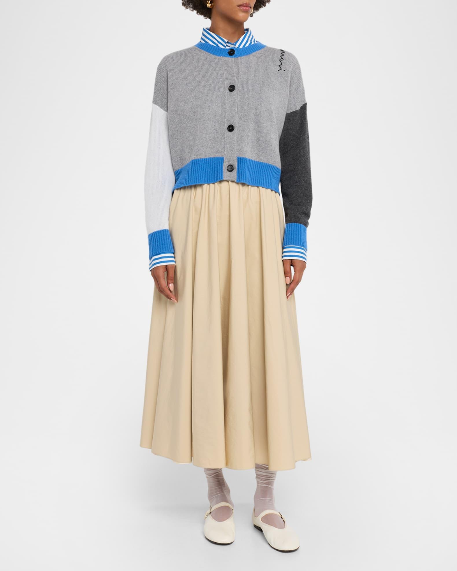 Colorblock Cashmere Crewneck Cardigan Product Image