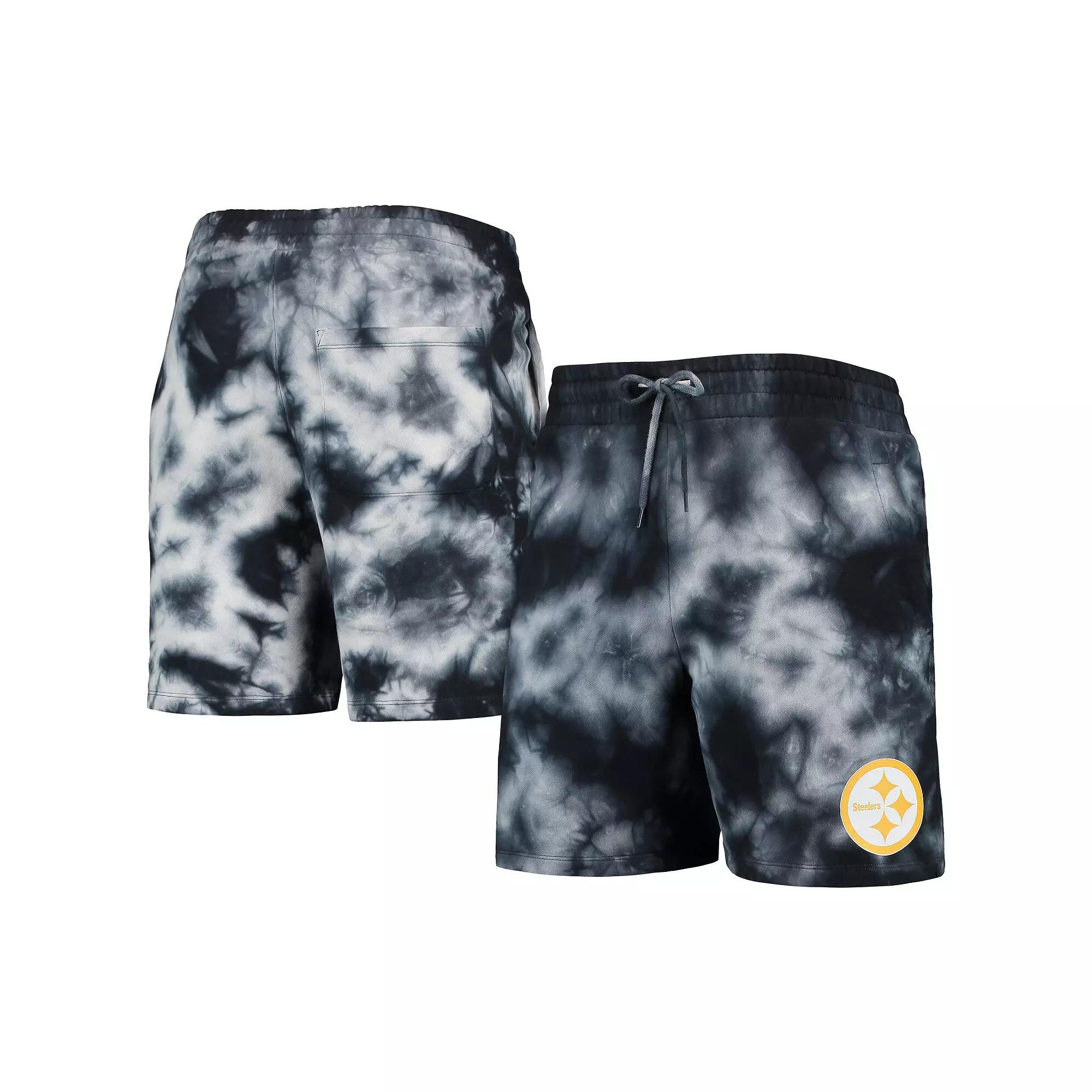 Men's New Era Black Pittsburgh Steelers Tie-Dye Shorts, Size: Large Product Image