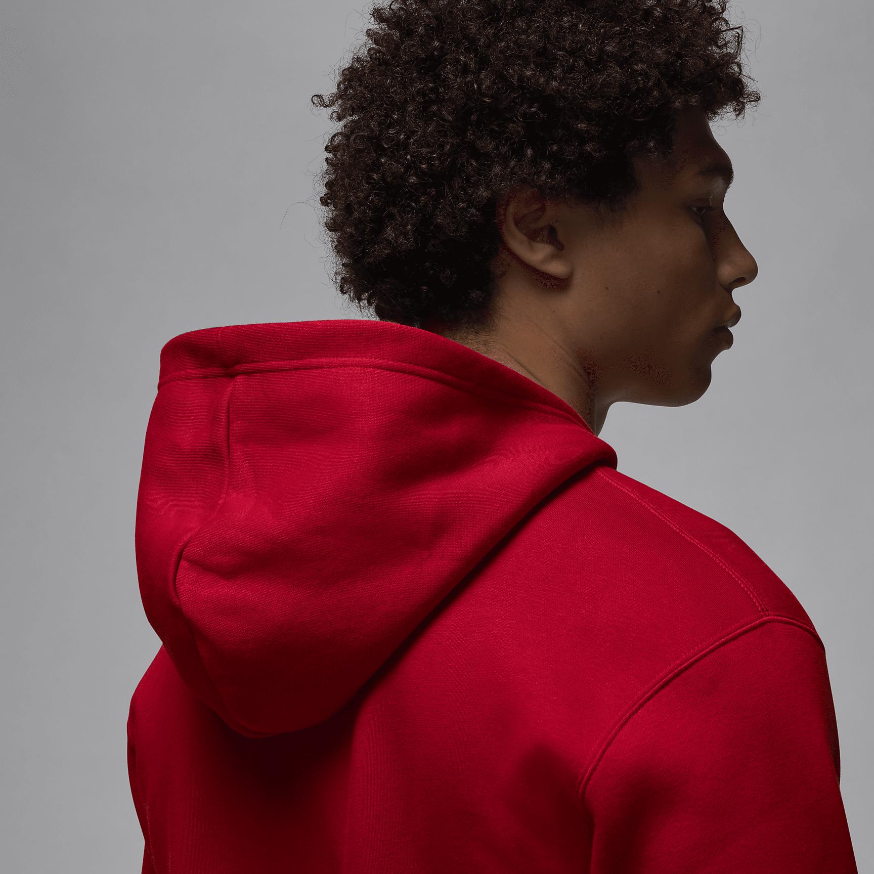 Jordan Mens Jordan Brooklyn Fleece Pullover - Mens Gym Red/White Product Image