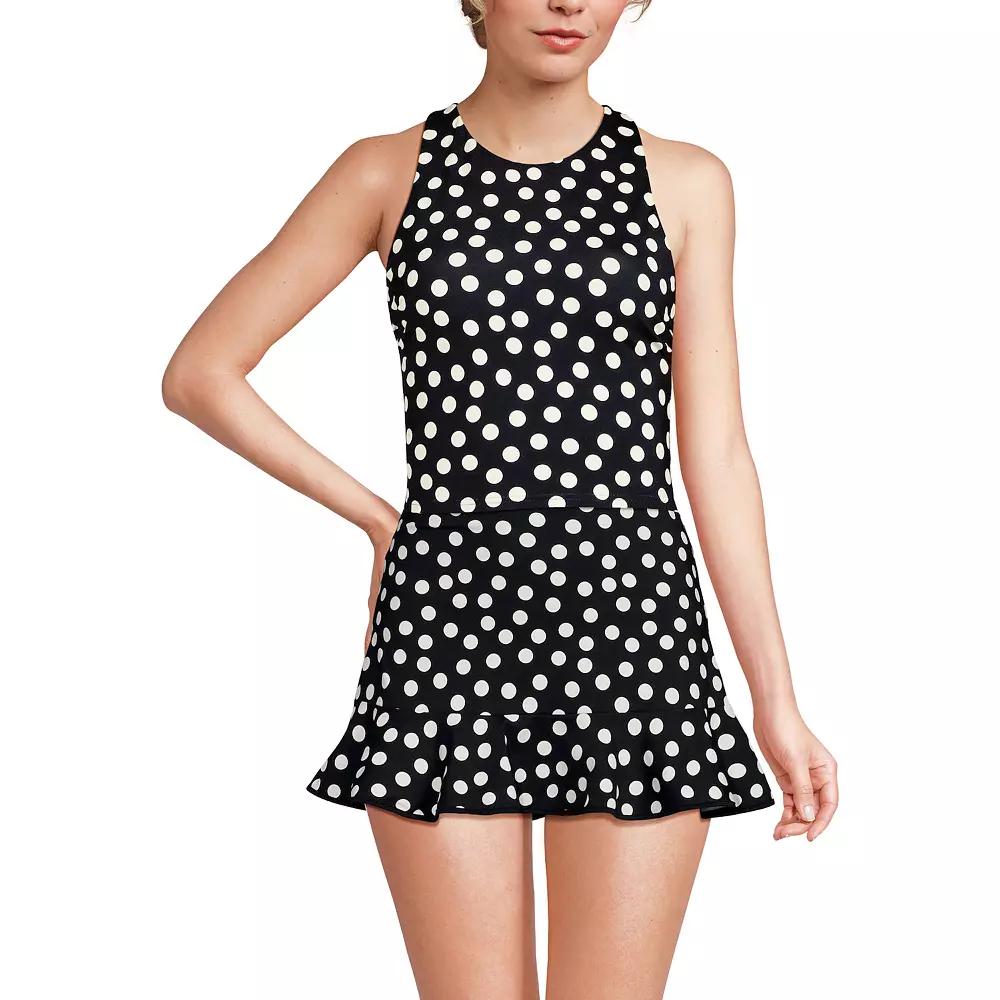 Women's Lands' End High Neck Racerback Tankini Top, Size: 12, White Ditsy Floral Product Image