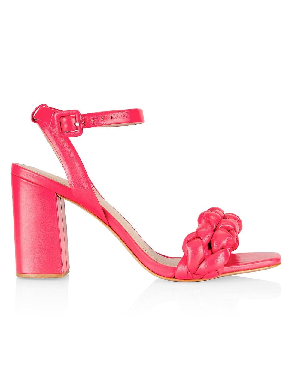 Womens COLLECTION Braided Leather Block-Heel Sandals Product Image