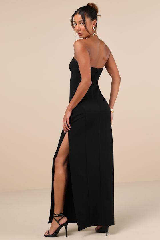 Famous Icon Black Strapless Column Maxi Dress Product Image
