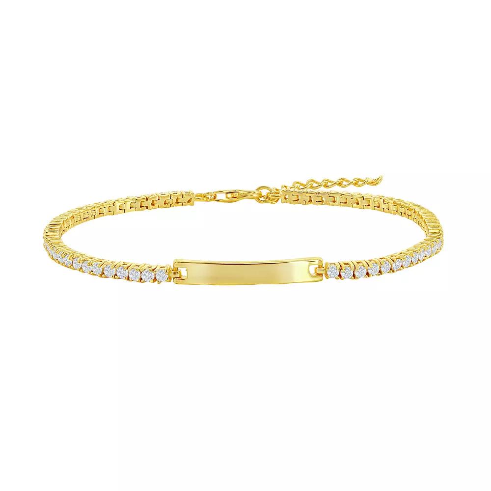 Cubic Zirconia Tennis Paper Clip Bracelet, Womens Gold Tone Product Image