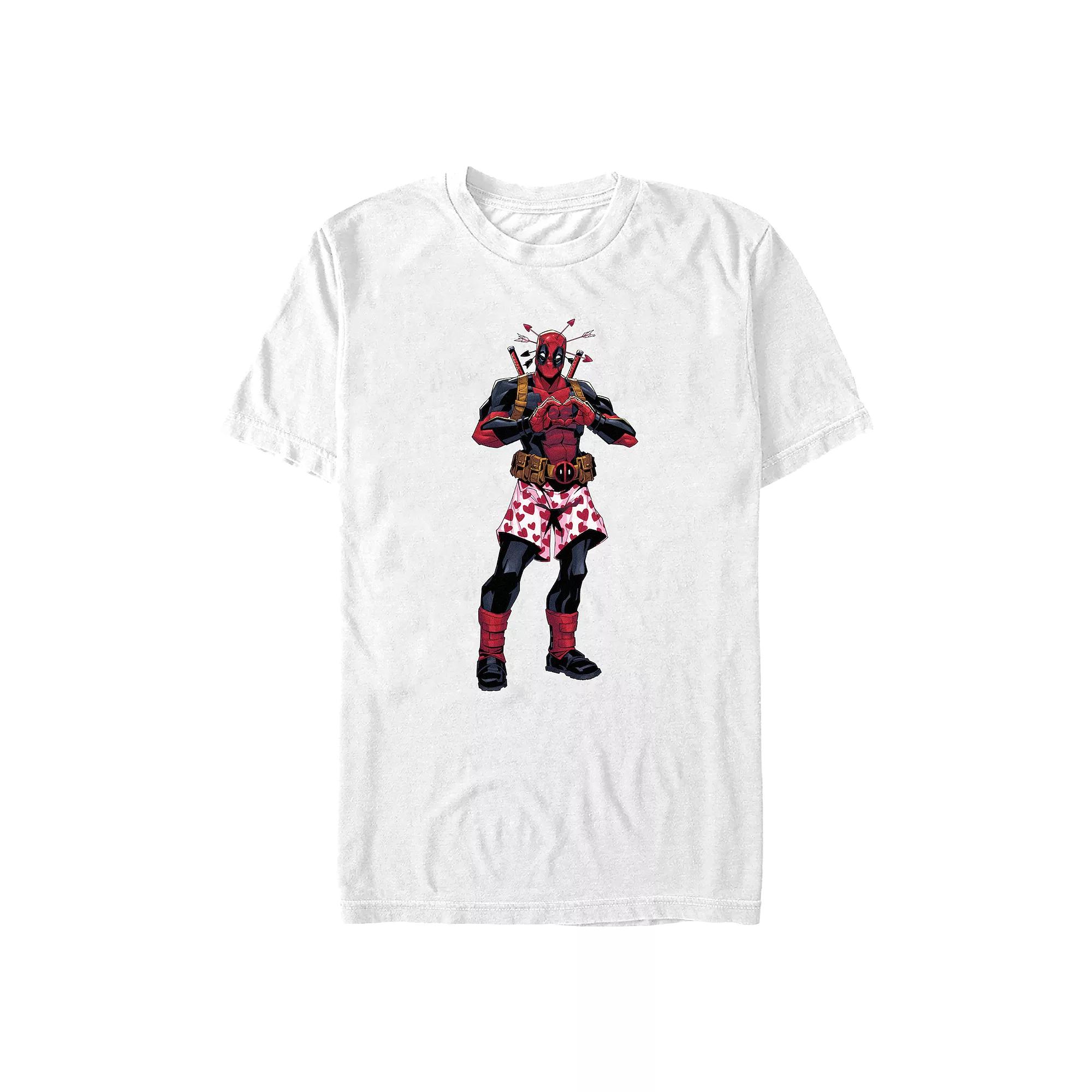 Men's Marvel Deadpool Heart Print Boxers Graphic Tee,  Product Image