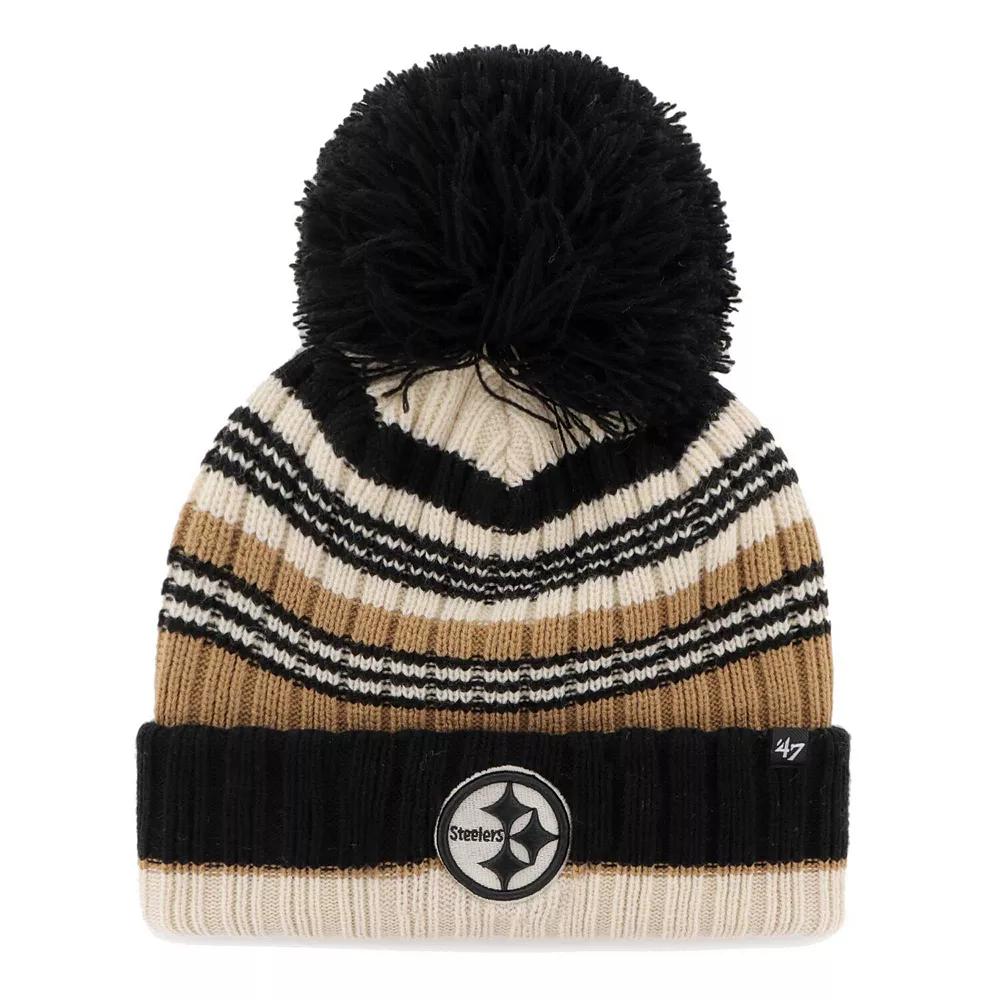 Womens 47 Natural Pittsburgh Steelers Barista Cuffed Knit Hat with Pom Product Image