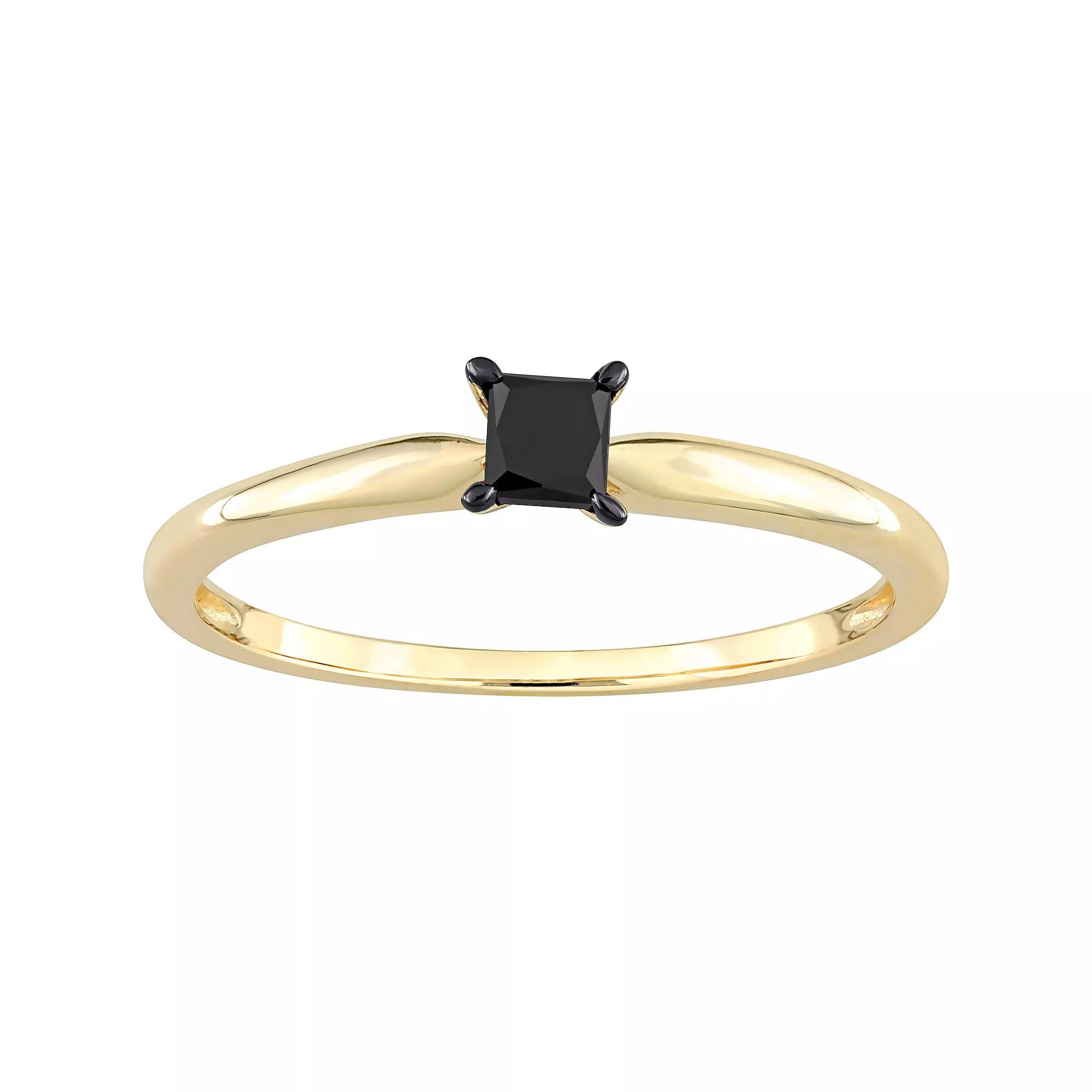 Stella Grace 14k Gold 1/4 Carat T.W. Princess Cut Black Diamond Solitaire Engagement Ring, Women's, Size: 5 Product Image