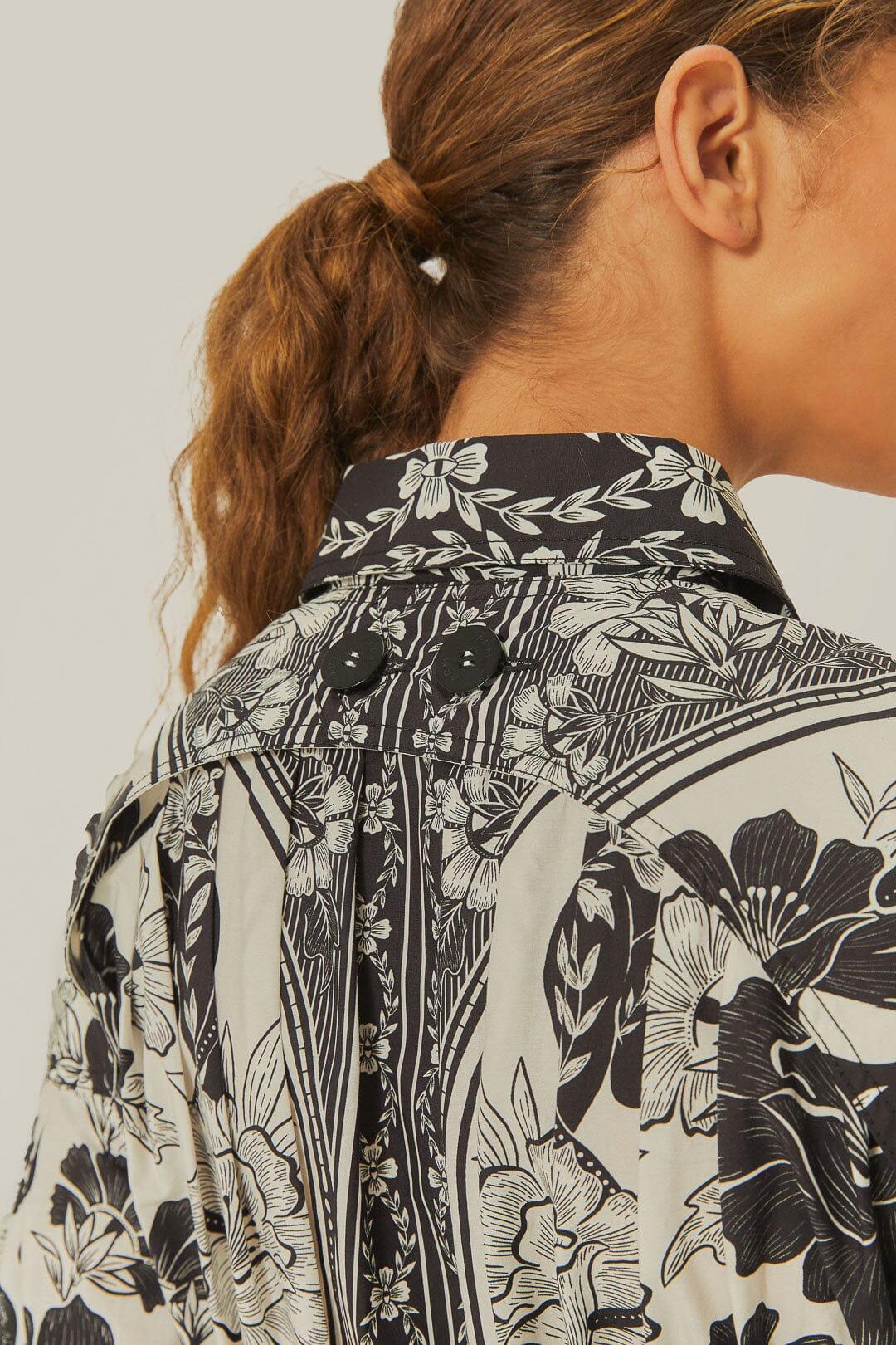 Off-White Flower Leopards Collared Midi Dress Product Image