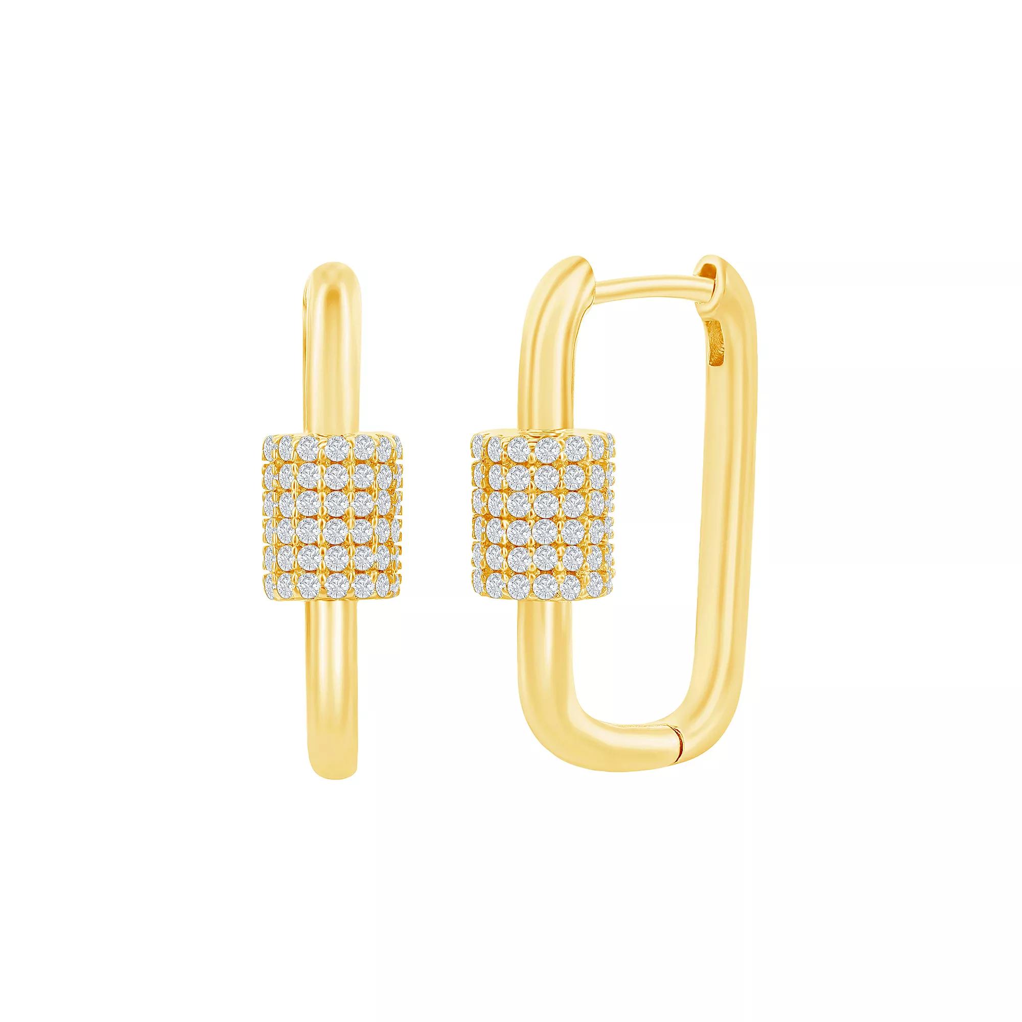 Cubic Zirconia Paper Clip Earrings, Womens, Gold Tone Product Image