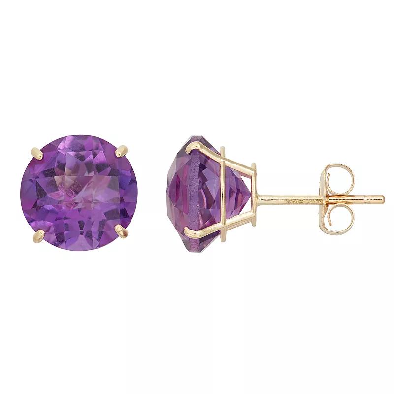 Amethyst 10k Gold Stud Earrings, Women's, Purple Product Image